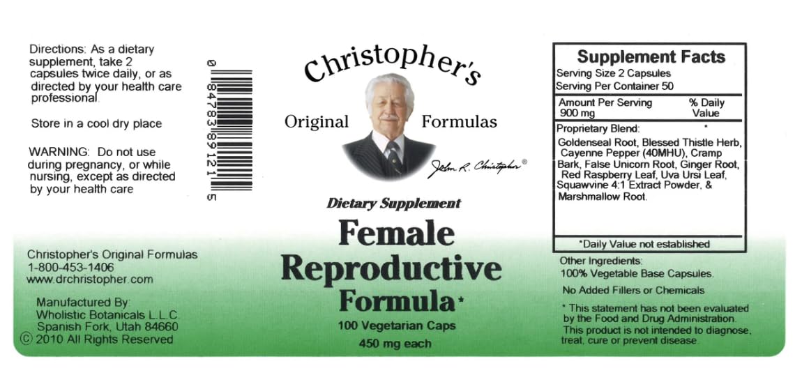 Dr. Christopher’s Female Health Bundle | Female Reproductive, Hormonal Changease & Wheat Germ Oil | 3-Bottle Herbal Support Pack | 100 Veg Capsules Each | USDA Organic Dietary Supplements - TrustMedUSA