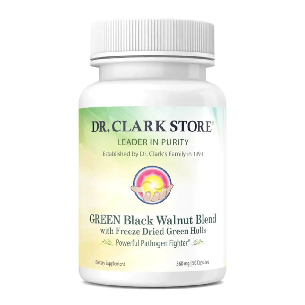 Dr Clark Green Black Walnut Blend - Freeze Dried Hull Dietary Supplement, Extra Strength Formula from All Natural Walnuts, Supports Healthy Intestinal Environment, 360mg, 50 Gelatin Capsules - TrustMedUSA