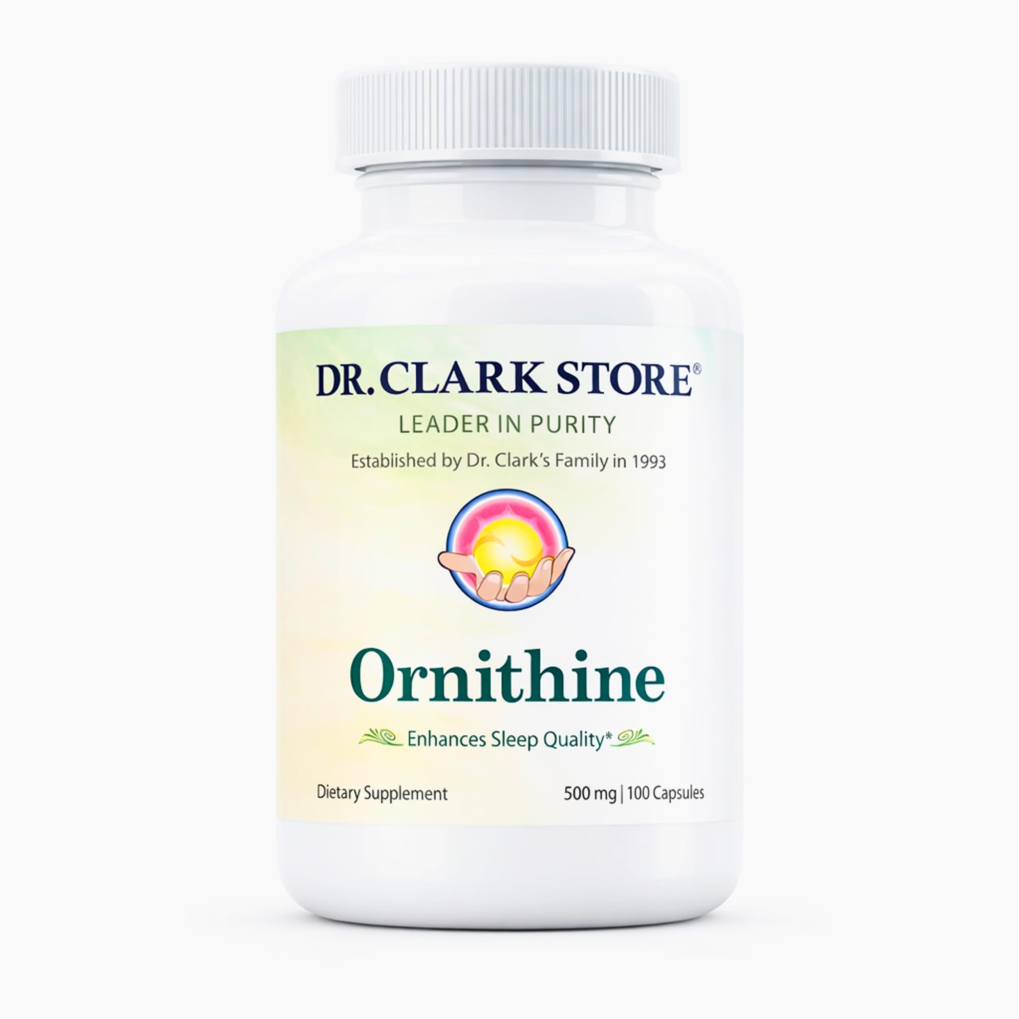 Dr Clark Ornithine Dietary Supplement - Gluten Free, Natural Sleep Aid, Promotes Protein Metabolism, Cleansing and Detoxification, 500mg, 100 Gelatin Capsules - TrustMedUSA