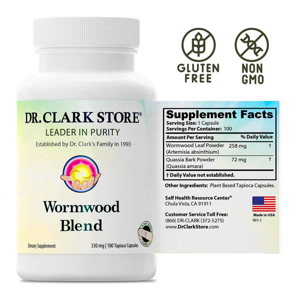 Dr Clark Superblend Wormwood Capsules - Vegetarian 330 mg, 100 Capsules - Wormwood Herb Without Artificial Preservatives, Wormwood Combination with Quassia - TrustMedUSA