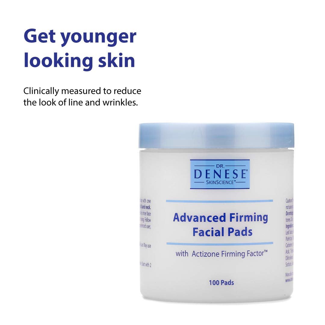 Dr. Denese SkinScience Advanced Firming Facial Pads 100 Count – Professional Exfoliator with Glycolic Acid, Peptides and Aloe for Smooth Radiant Skin, Refined Pores – Dermatologist Tested Cruelty Free - Maple Wellness Supplements