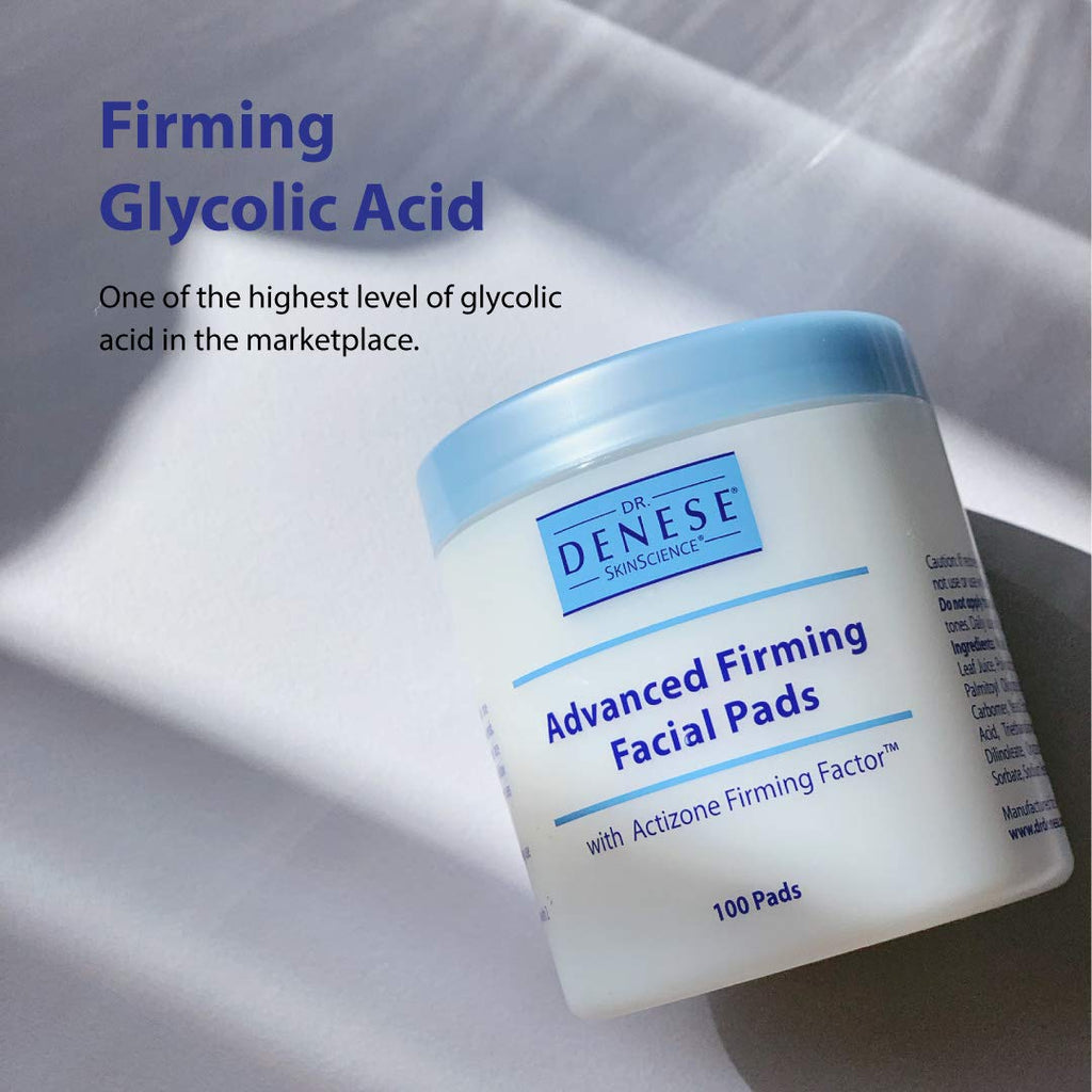 Dr. Denese SkinScience Advanced Firming Facial Pads 100 Count – Professional Exfoliator with Glycolic Acid, Peptides and Aloe for Smooth Radiant Skin, Refined Pores – Dermatologist Tested Cruelty Free - Maple Wellness Supplements