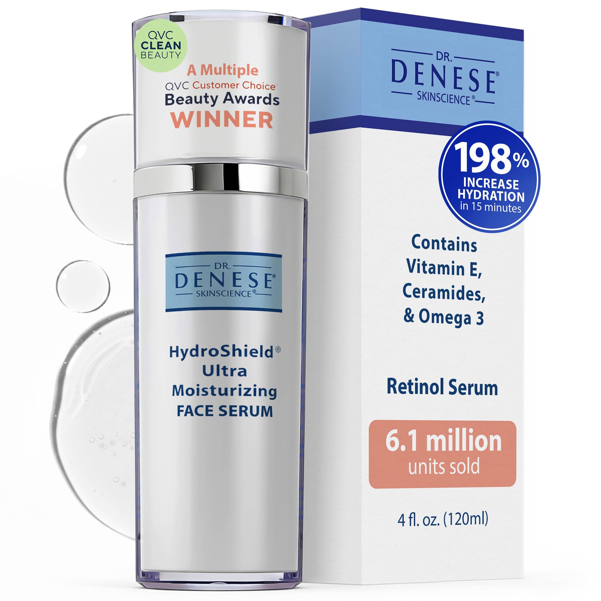 Dr. Denese SkinScience HydroShield Retinol Serum for Face 4 oz – Dermatologist Tested Hydrating Serum, Contains Retinol and Ceramides for Deep Moisture - Cruelty Free - Maple Wellness Supplements