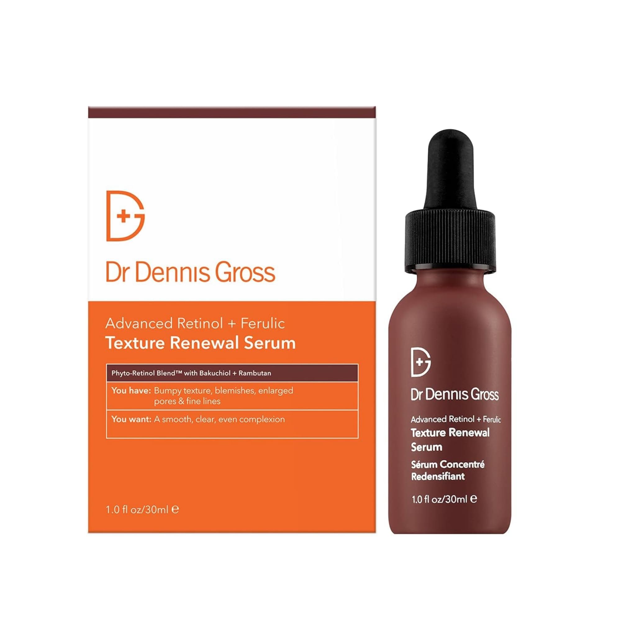 Dr. Dennis Gross Advanced Retinol + Ferulic Texture Renewal Serum – Anti-Aging Formula to Smooth Texture, Boost Radiance, and Minimize Fine Lines & Wrinkles, 1 oz - Maple Wellness Supplements