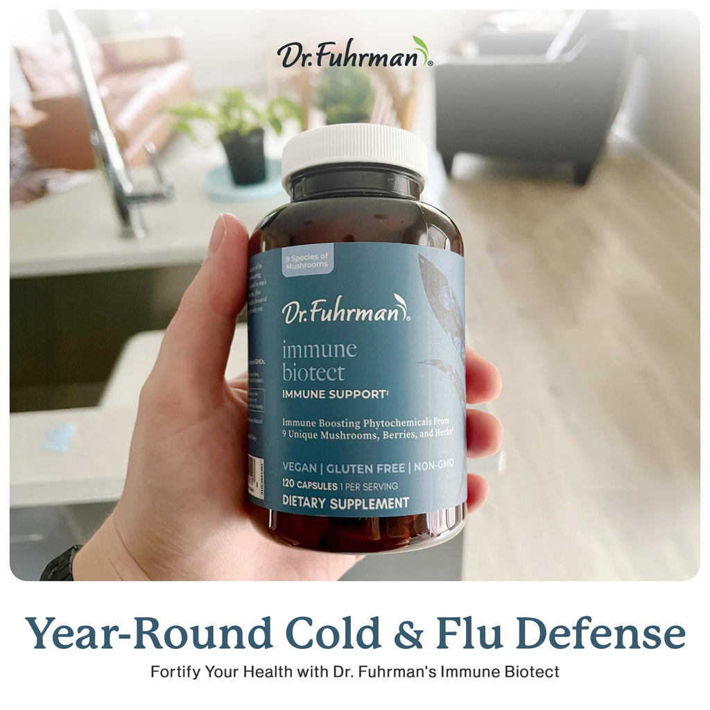 Dr. Fuhrman All Natural Immune Support Supplement | Whole-Food Derived Vitamin for Immunity Defense | Organic Mushrooms, & Berries | Organic Lion’s Mane, Maitake, Reishi, and Elderberry | 120 Caps - TrustMedUSA