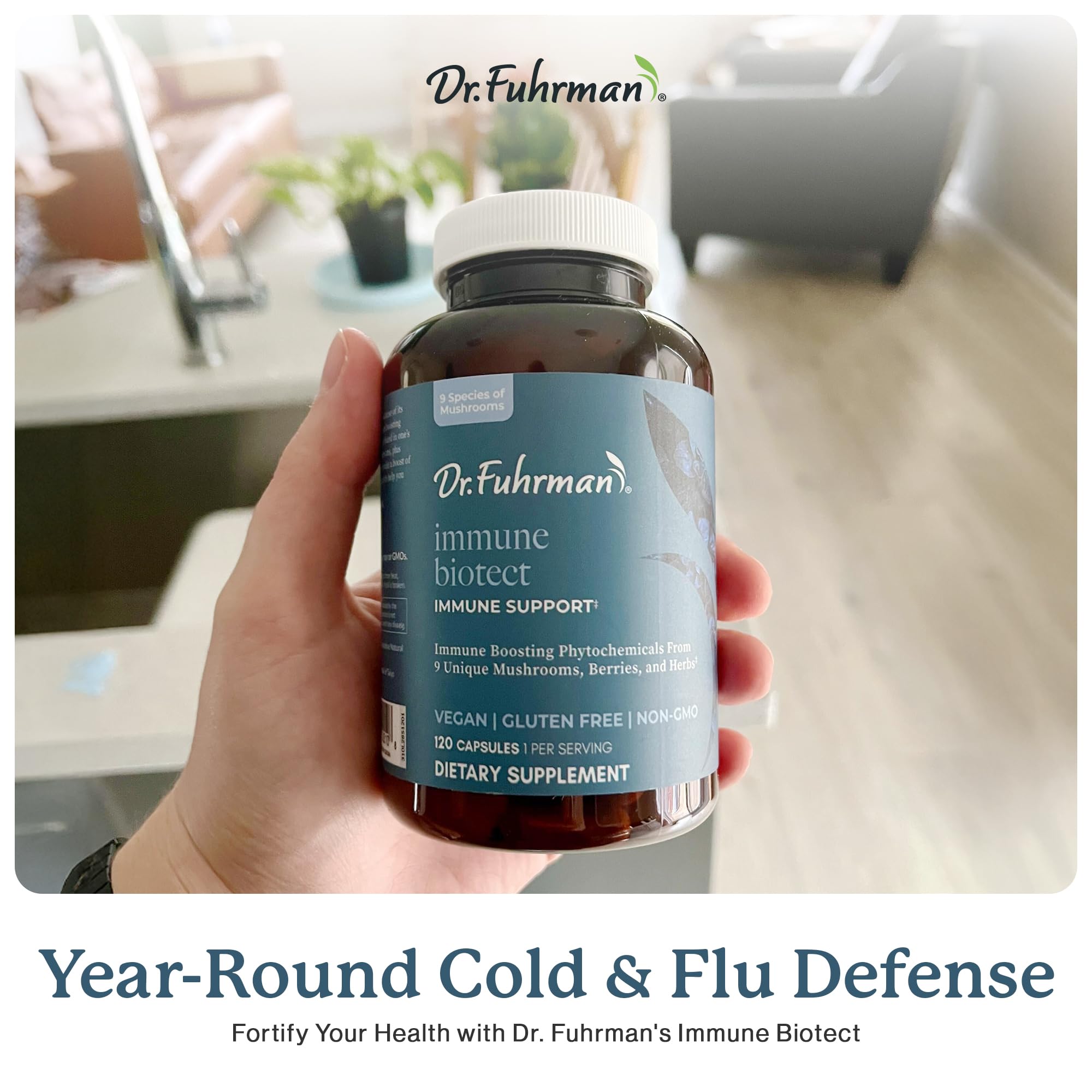 Dr. Fuhrman All Natural Immune Support Supplement | Whole-Food Derived Vitamin for Immunity Defense | Organic Mushrooms, & Berries | Organic Lion’s Mane, Maitake, Reishi, and Elderberry | 120 Caps - TrustMedUSA