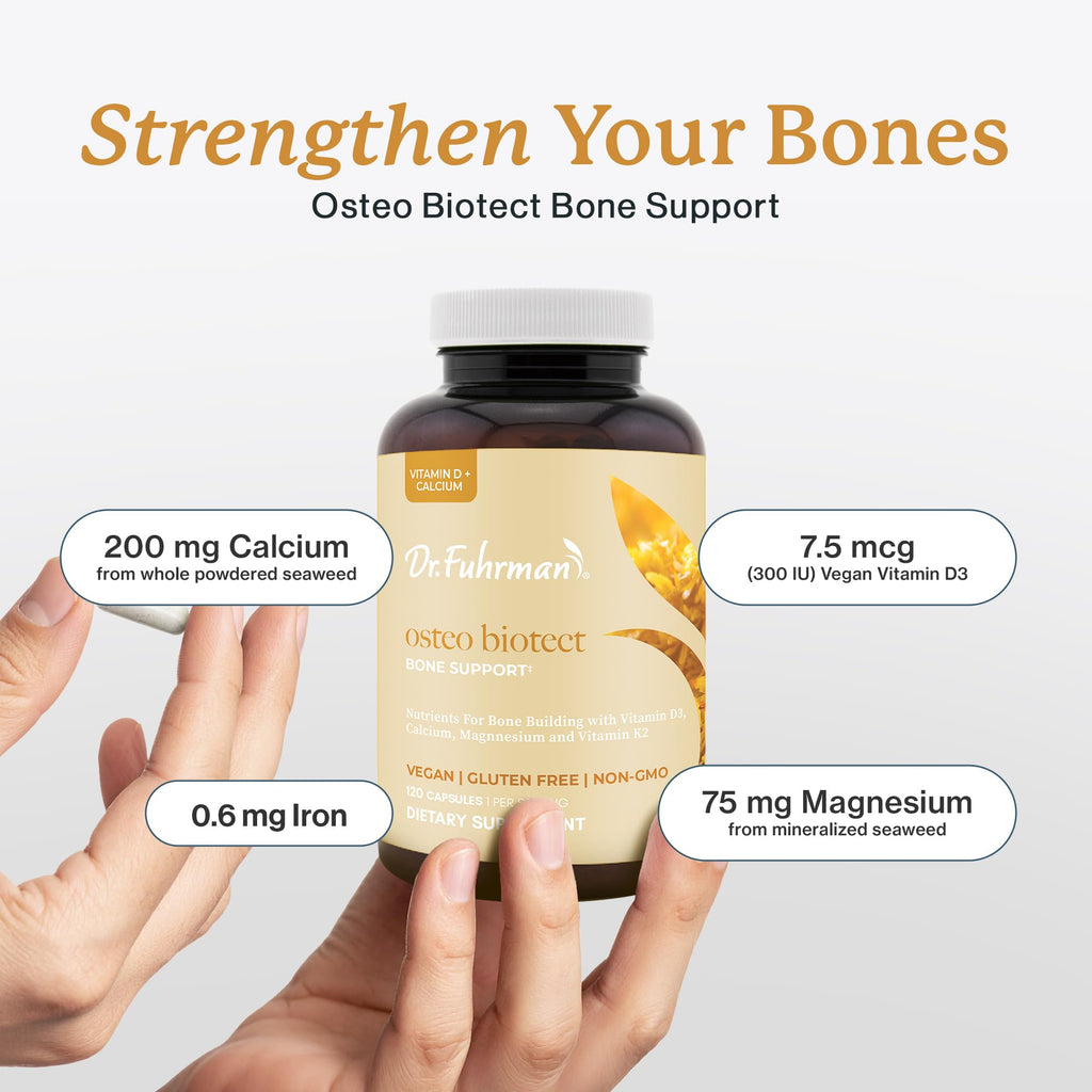 Dr. Fuhrman Osteo Bone Health Supplement | Wholefood Supplement for Women & Men | Vitamin for Bone Density | Organic Vitamin D3, Calcium, Magnesium & K2 | Natural Ingredients | 120 Caps - TrustMedUSA