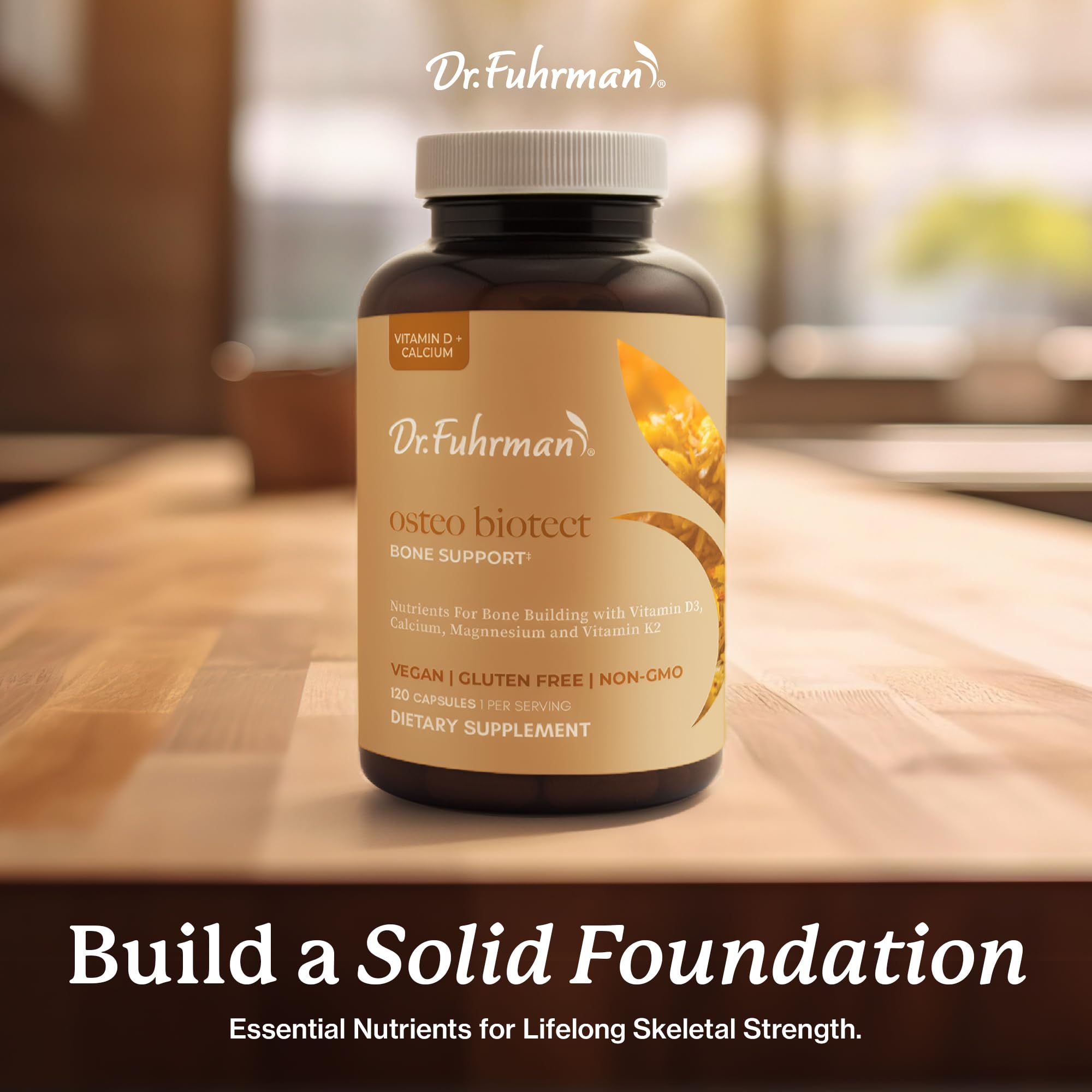 Dr. Fuhrman Osteo Bone Health Supplement | Wholefood Supplement for Women & Men | Vitamin for Bone Density | Organic Vitamin D3, Calcium, Magnesium & K2 | Natural Ingredients | 120 Caps - TrustMedUSA