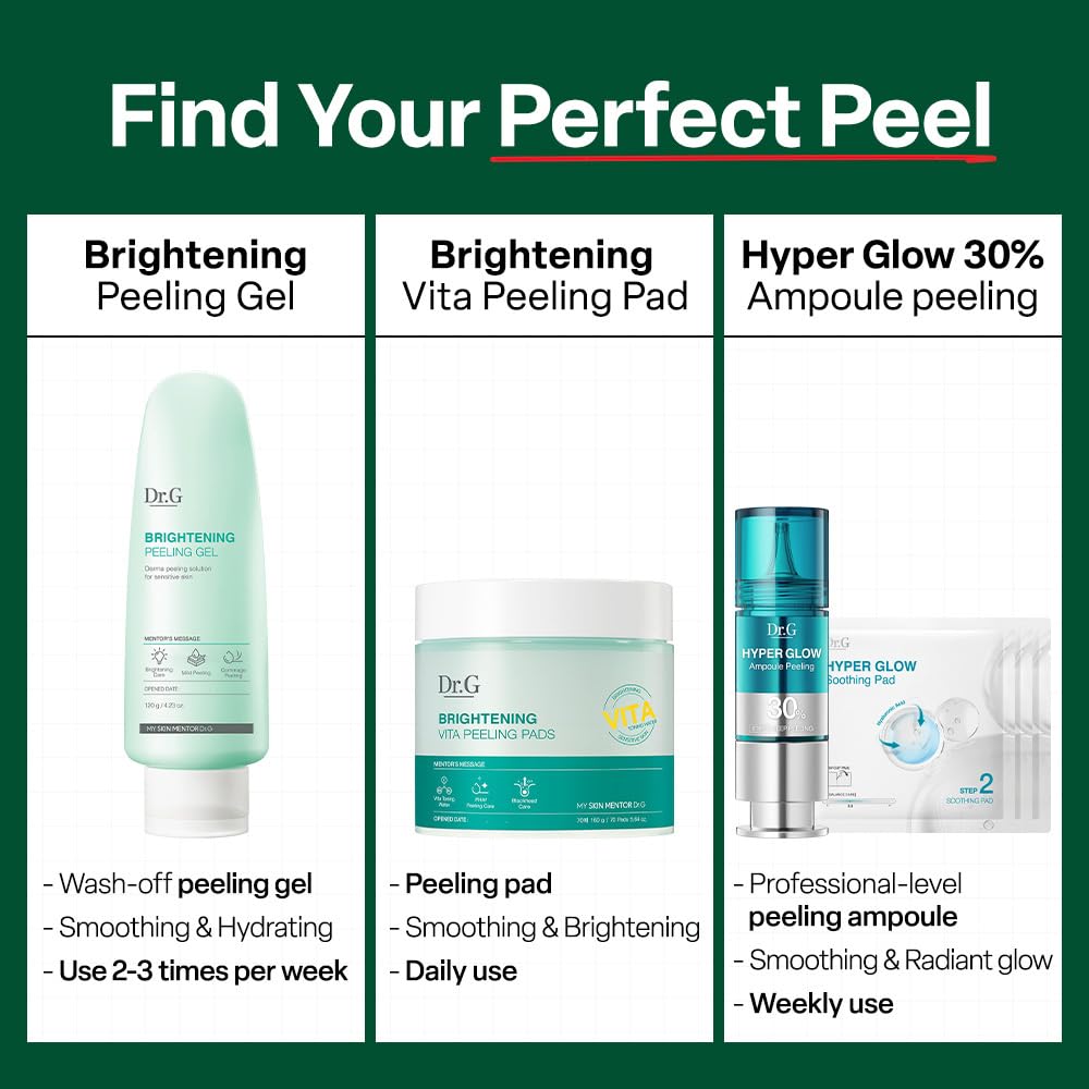 Dr. G Hyper Glow Ampoule Peeling 2-Step System - Removes Dead Skin - Instant Hydration - Korean Skin Care - Comes with Hyper Glow Ampoule Peeling Serum 30% (15 mL) & Soothing Pad (4 Pack) - Maple Wellness Supplements