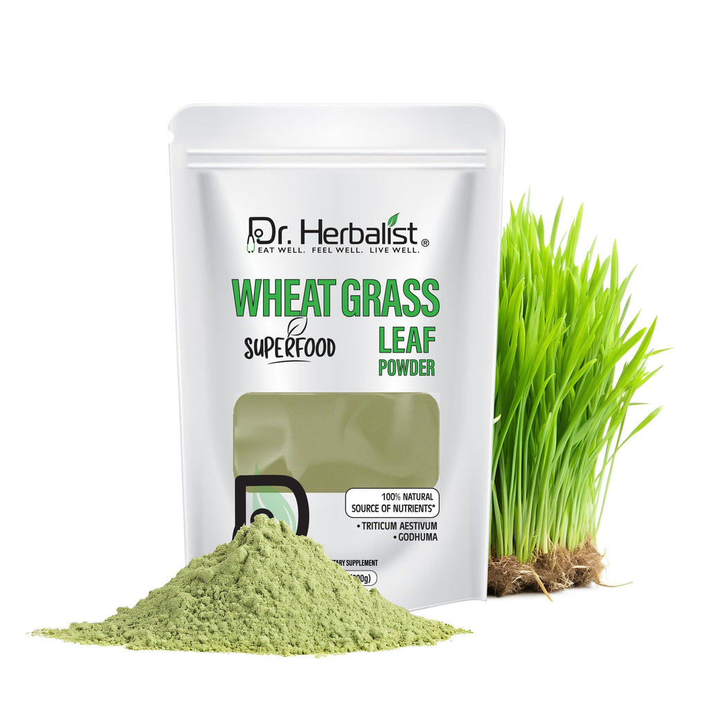 Dr. HERBALIST Wheatgrass Powder 200g - Pure Triticum Aestivum with Chlorophyll Iron & Vitamins A C E | Supports Daily Greens Detox & Nutrient Density* | Halal - TrustMedUSA
