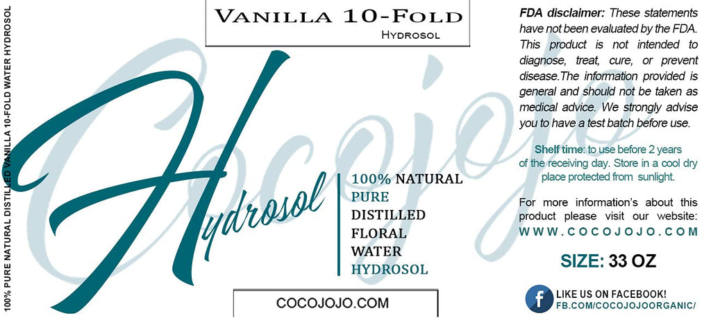 Dr Joe Lab Vanilla 10 Fold Hydrosol Spray Toner Floral Water Cleansing Hydrating Face Mist, and Natural for All Skin Types COCOJOJO - 32 oz - Maple Wellness Supplements