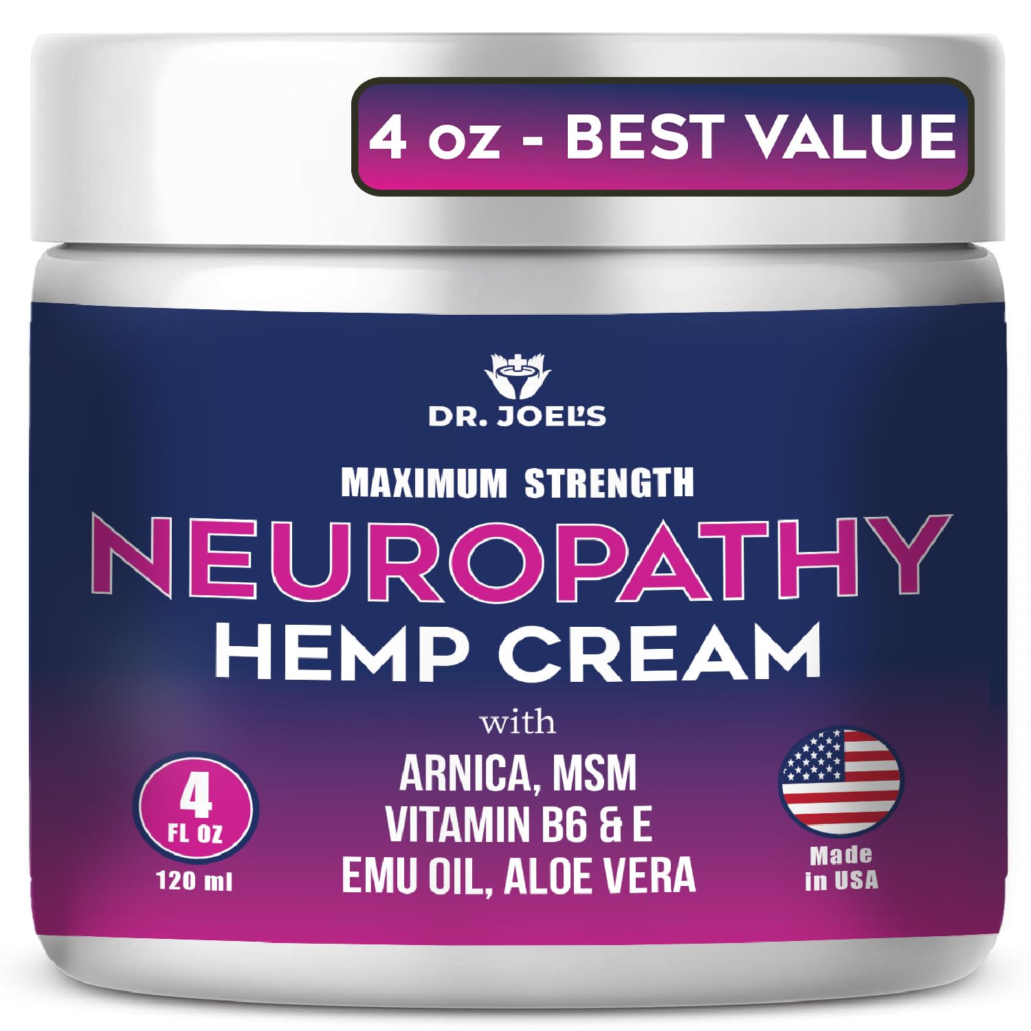 Dr. JOEL'S Neuropathy Nerve Relief Cream - Organic Neuropathy Support Cream for Feet, Hands, Legs and Toes - 4 OZ Value Pack- Made in USA - TrustMedUSA