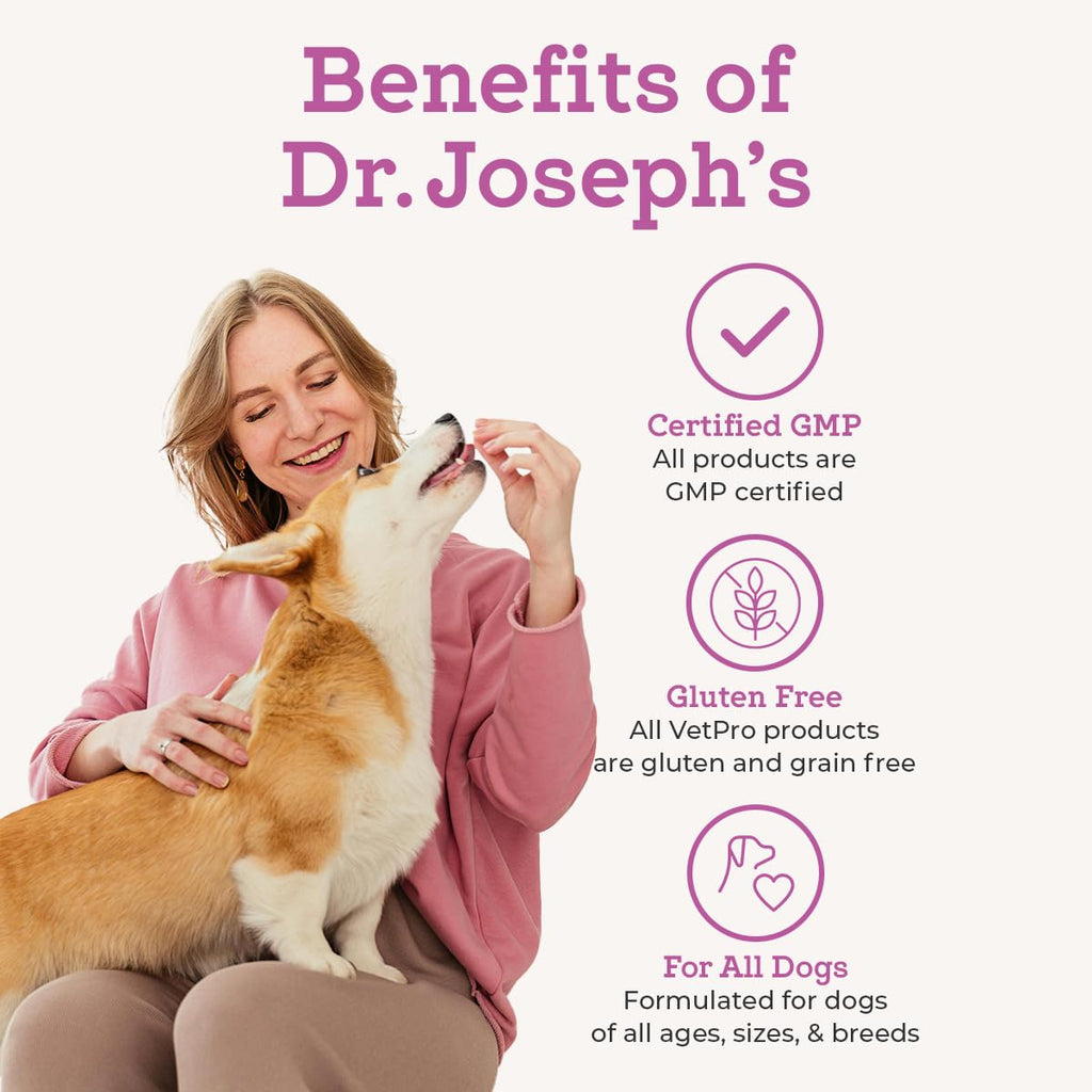 Dr. Joseph's VetPro Complete Dog Hip & Joint Supplement for Arthritis Pain Relief – High-Strength Glucosamine & Chondroitin Chews for Senior Dogs – Vet Formulated Daily Treats, Chicken Flavor, 60 Ct - TrustMedUSA