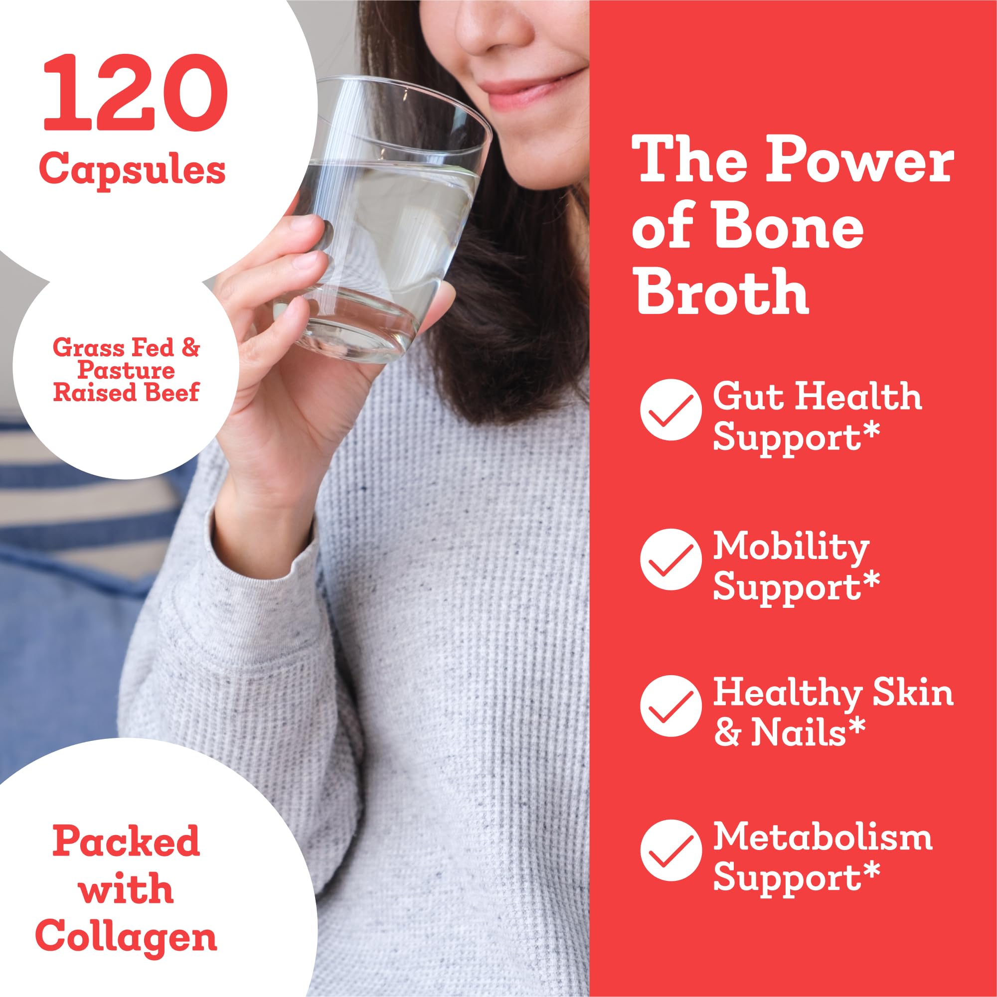 Dr. Kellyann Bone Broth Capsules | 500mg Collagen Per Serving | Supports Gut Health | Joint & Cartilage Repair | Skin Hair Nails | Fasting Support | Grass-Fed Beef | Digestive Wellness | 40 Servings - Maple Wellness Supplements