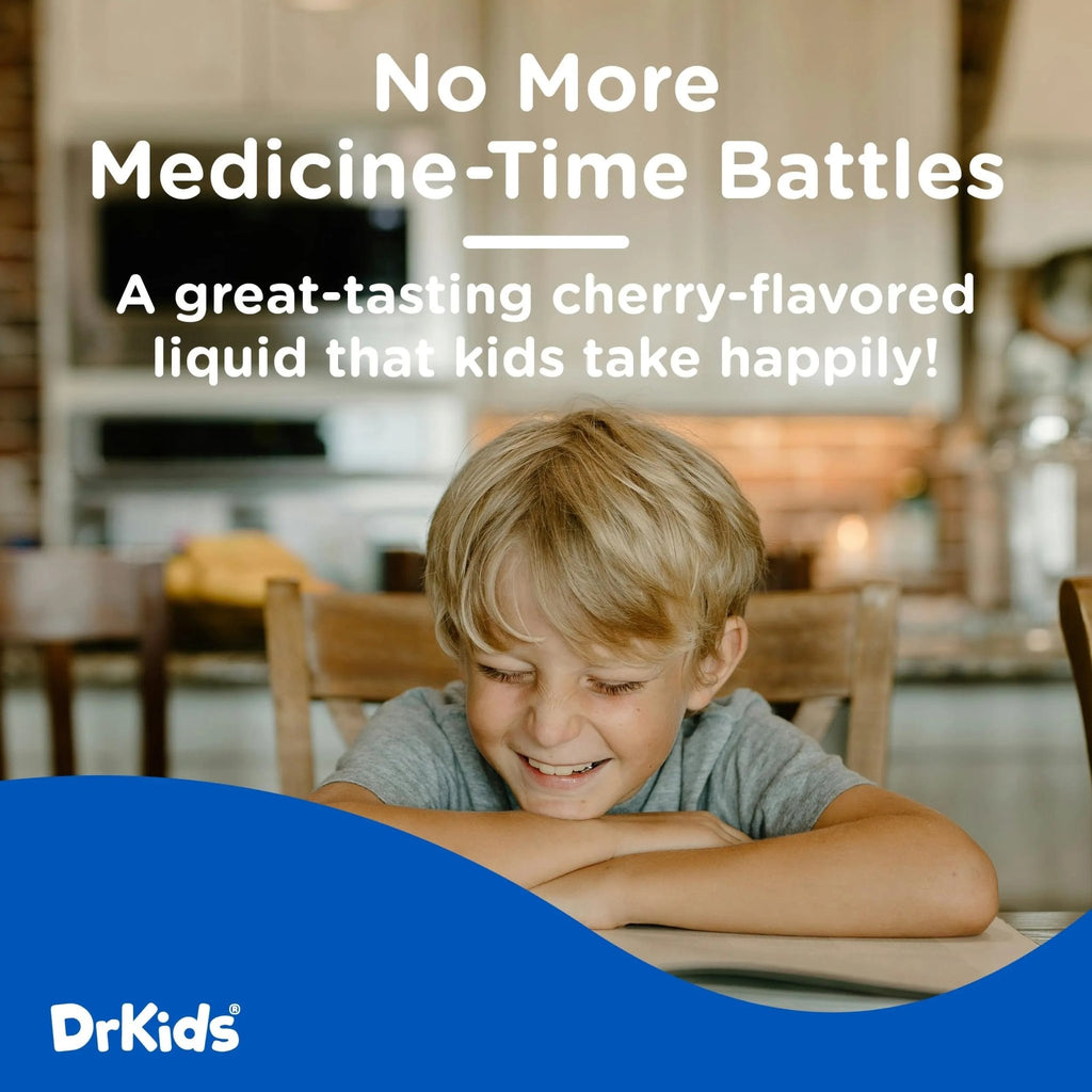 Dr. Kids Children’s Pain and Fever Medicine - Acetaminophen for Kids Ages 2-11, Pre-Measured Single-Use Vials for Headache, Sore Throat, Cold and Flu, Cherry Flavor, 20 Count - TrustMedUSA