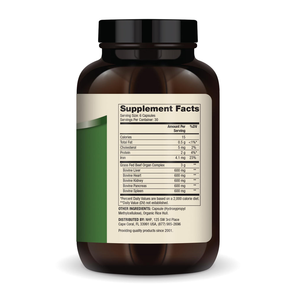 Dr. Mercola Grass Fed Beef Organ Complex - Supports Whole Body Wellness - Freeze-Dried Organ Blend - Non-GMO - Gluten-Free - 180 Capsules - TrustMedUSA