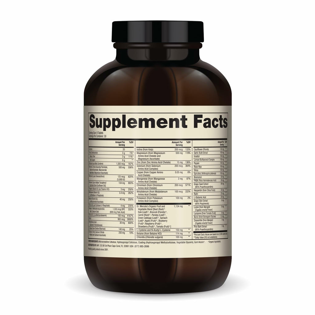 Dr. Mercola Whole-Food Complex with Added Multivitamin Plus Vital Minerals - Supports Nutrition & Immune Support - Bioavailable - GMO Free - 240 Tablets (30 Servings) - TrustMedUSA
