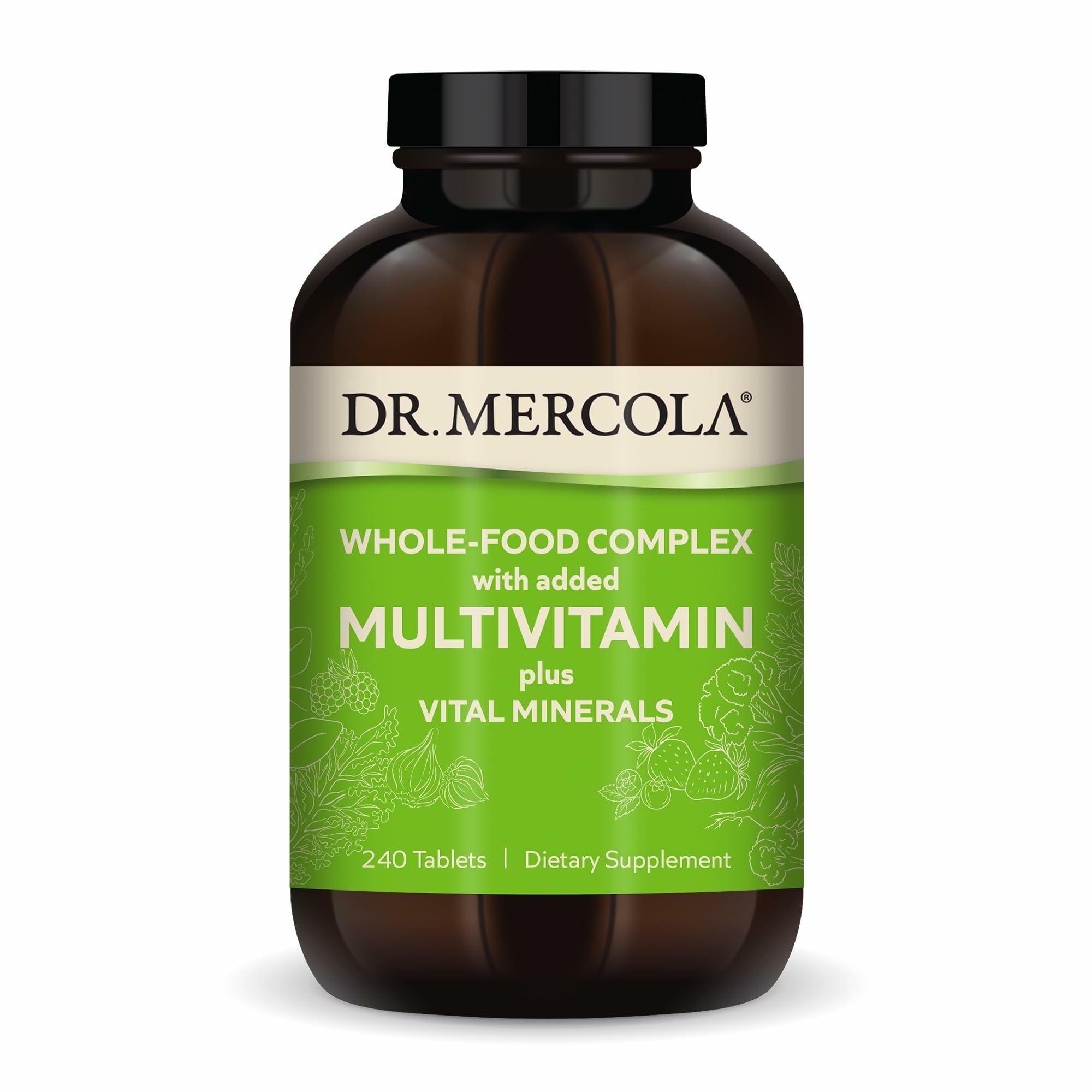 Dr. Mercola Whole-Food Complex with Added Multivitamin Plus Vital Minerals - Supports Nutrition & Immune Support - Bioavailable - GMO Free - 240 Tablets (30 Servings) - TrustMedUSA