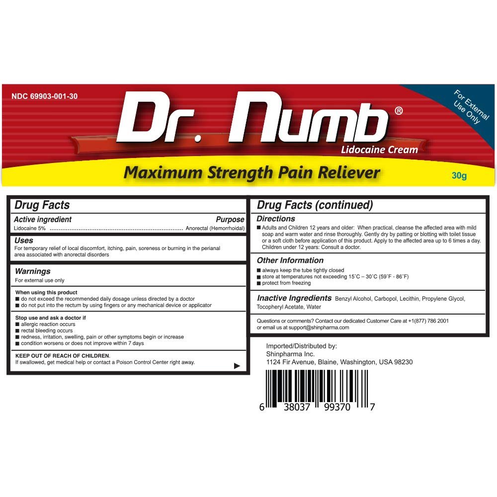 Dr. Numb 5% Lidocaine Numbing Cream, Fast-Acting Maximum Strength Topical Anesthetic Pain Relief Burn Itch Numb Cream with Vitamin E for Hemorrhoid Treatment, Local and Anorectal Uses - 30g 4 Pack - TrustMedUSA