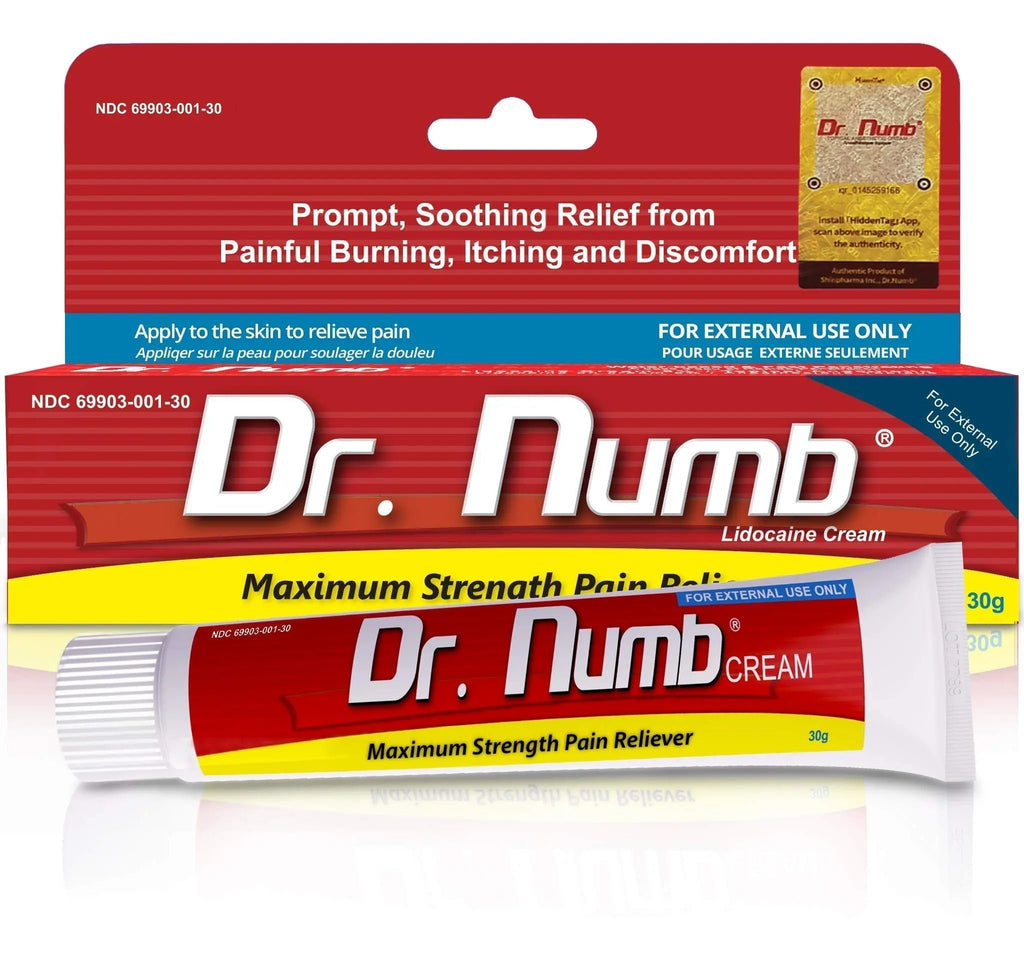 Dr. Numb 5% Lidocaine Numbing Cream, Fast-Acting Maximum Strength Topical Anesthetic Pain Relief Burn Itch Numb Cream with Vitamin E for Hemorrhoid Treatment, Local and Anorectal Uses - 30g - TrustMedUSA