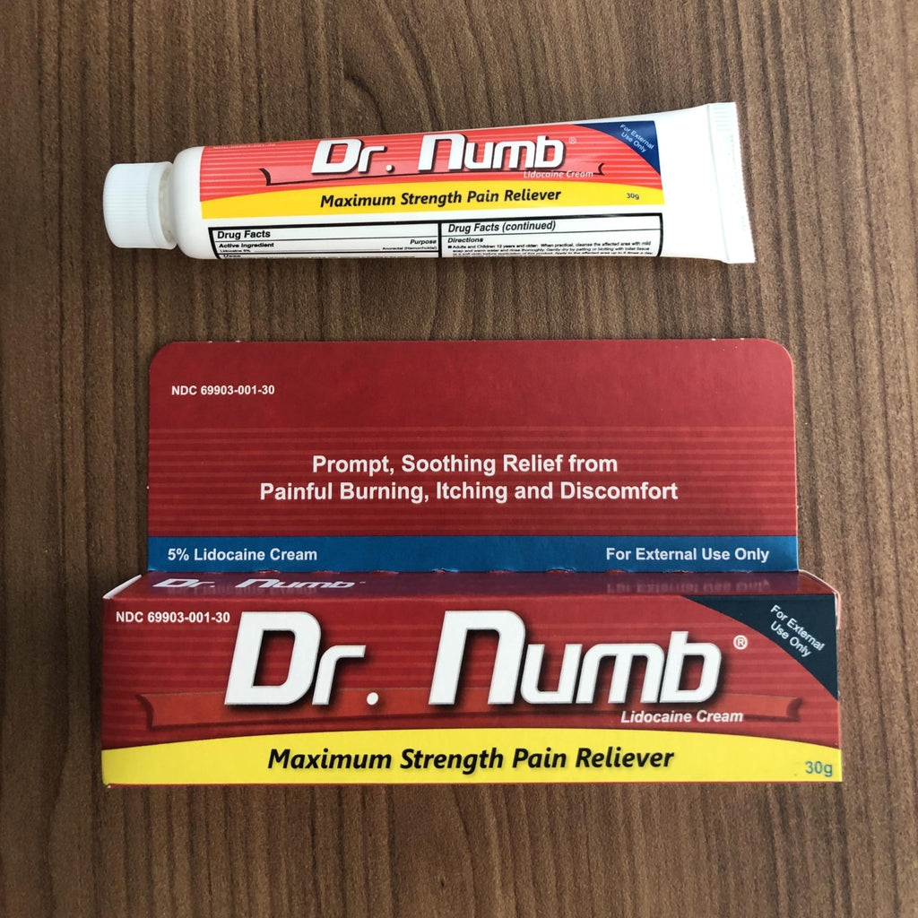 Dr. Numb 5% Lidocaine Numbing Cream, Fast-Acting Maximum Strength Topical Anesthetic Pain Relief Burn Itch Numb Cream with Vitamin E for Hemorrhoid Treatment, Local and Anorectal Uses - 30g 4 Pack - TrustMedUSA