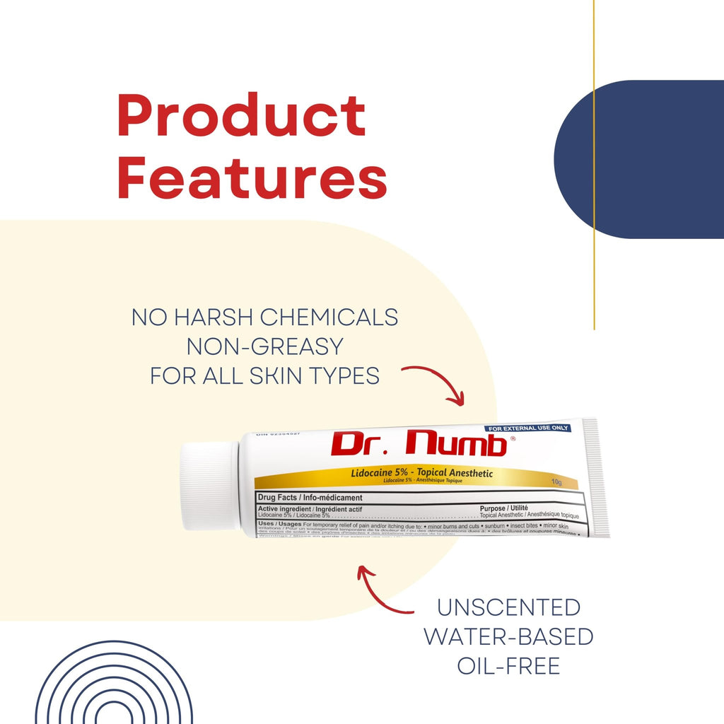 Dr. Numb 5% Lidocaine Numbing Cream, Nonprescription Maximum Strength Topical Anesthetic Cream - Temporary Relief of Pain, Itch, Discomfort for Hemorrhoid and Anorectal Uses - 10g Pack of 1 - TrustMedUSA