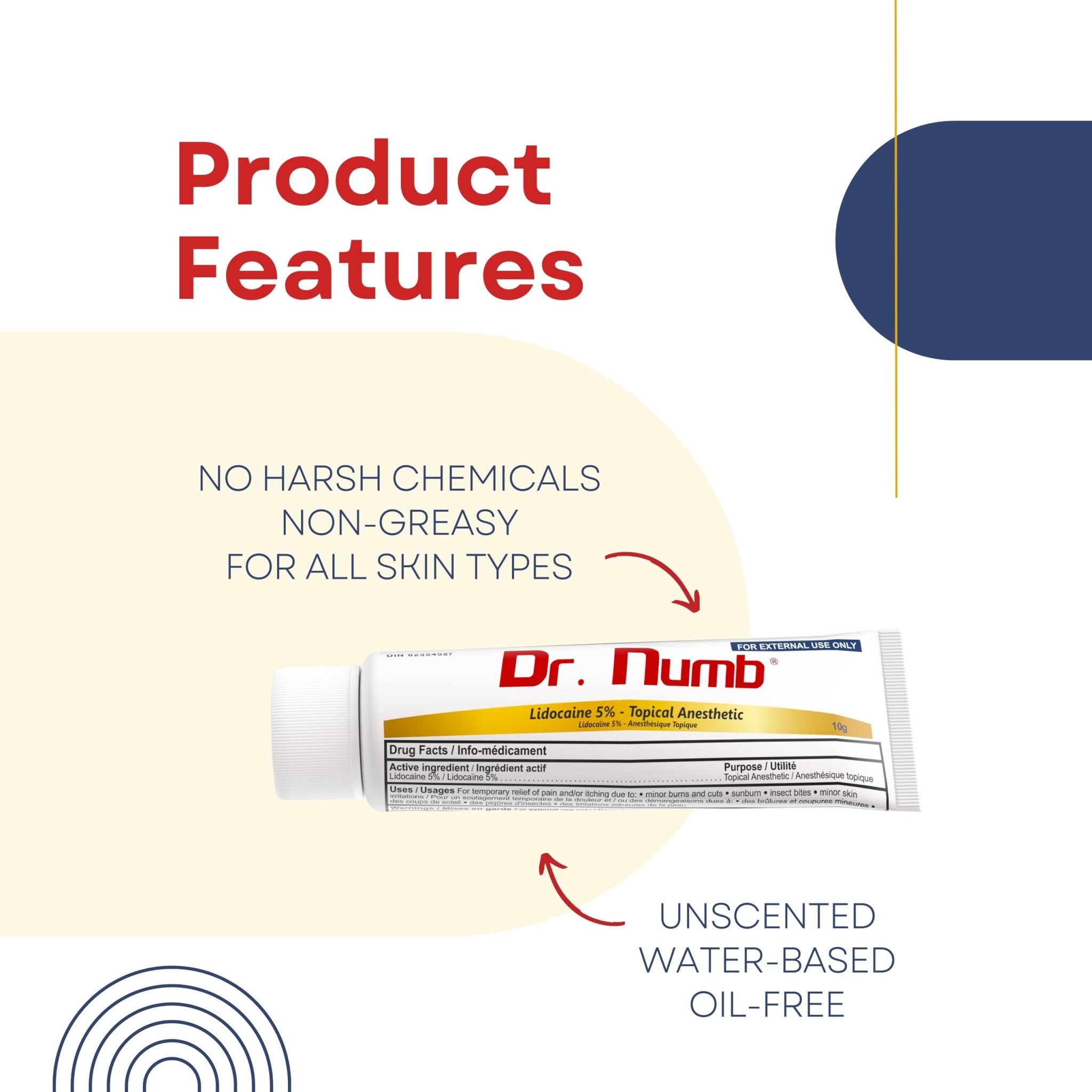 Dr. Numb 5% Lidocaine Numbing Cream, Nonprescription Maximum Strength Topical Anesthetic Cream - Temporary Relief of Pain, Itch, Discomfort for Hemorrhoid and Anorectal Uses - 10g Pack of 1 - TrustMedUSA