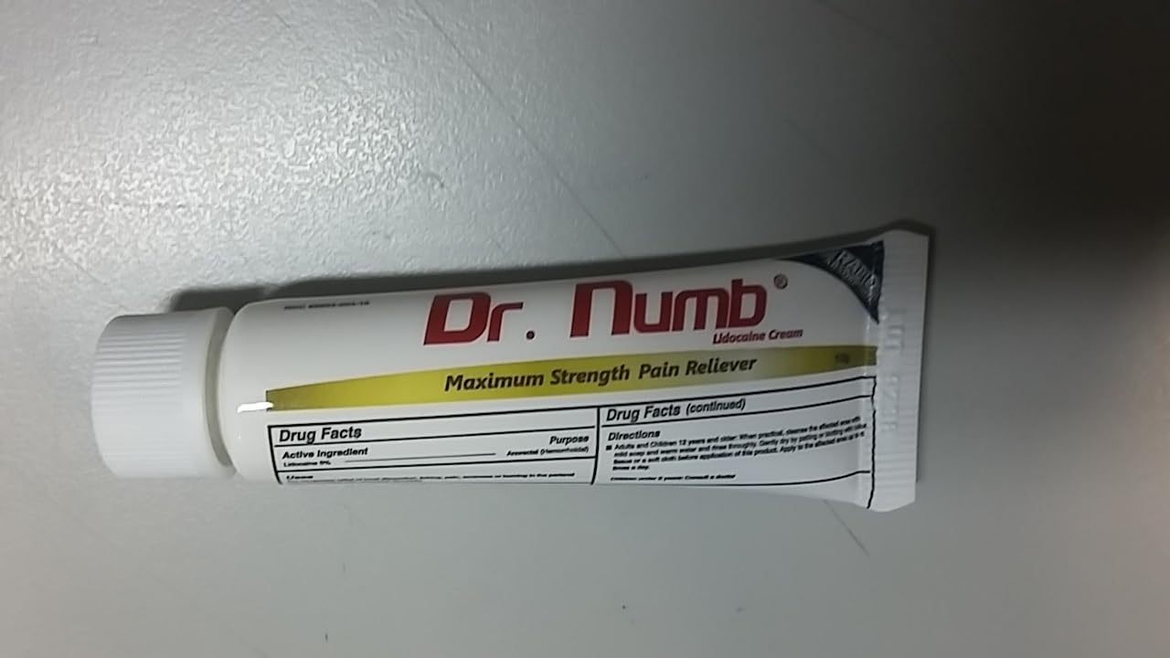 Dr. Numb 5% Lidocaine Numbing Cream, Nonprescription Maximum Strength Topical Anesthetic Cream - Temporary Relief of Pain, Itch, Discomfort for Hemorrhoid and Anorectal Uses - 10g Pack of 1 - TrustMedUSA