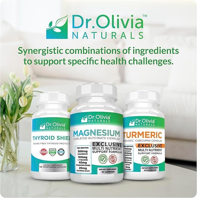 Dr. Olivia Naturals Magnesium Glycinate Complex - L-Theanine, Passionflower & Valerian Root for Sleep Support Supplement, Nerve & Muscle Health, High Absorption - 90 Vegetarian Capsules - TrustMedUSA