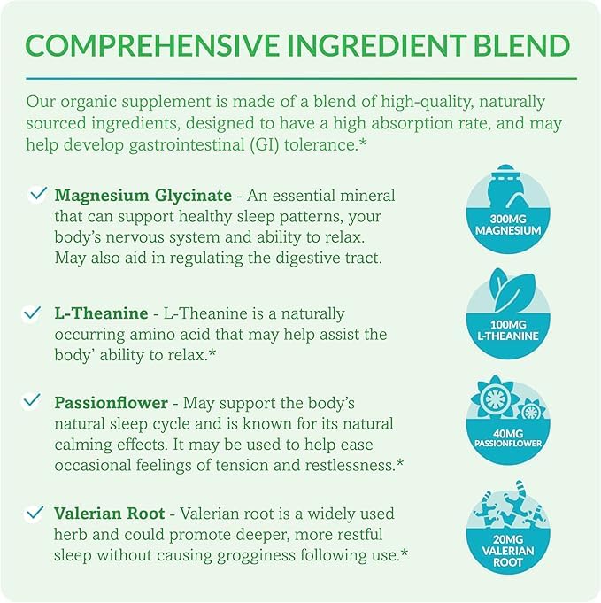 Dr. Olivia Naturals Magnesium Glycinate Complex - L-Theanine, Passionflower & Valerian Root for Sleep Support Supplement, Nerve & Muscle Health, High Absorption - 90 Vegetarian Capsules - TrustMedUSA