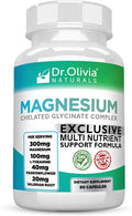Dr. Olivia Naturals Magnesium Glycinate Complex - L-Theanine, Passionflower & Valerian Root for Sleep Support Supplement, Nerve & Muscle Health, High Absorption - 90 Vegetarian Capsules - TrustMedUSA