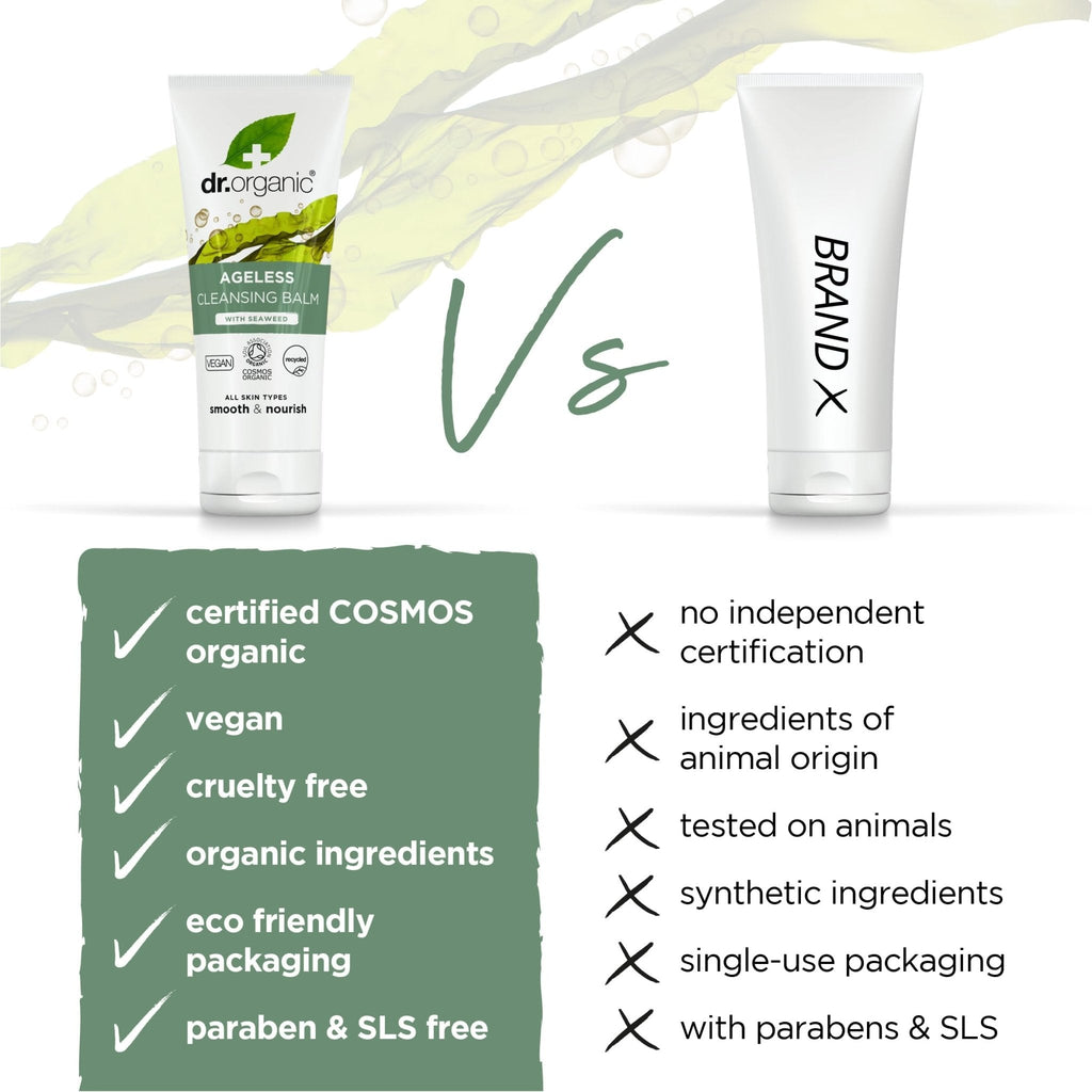 Dr. Organic Ageless Cleansing Balm with Seaweed | Moisturizing, Gentle, Removes Impurities, Certified Organic, Paraben & SLS-Free, Natural, Vegan, 100 ml / 3.4 fl oz - Maple Wellness Supplements