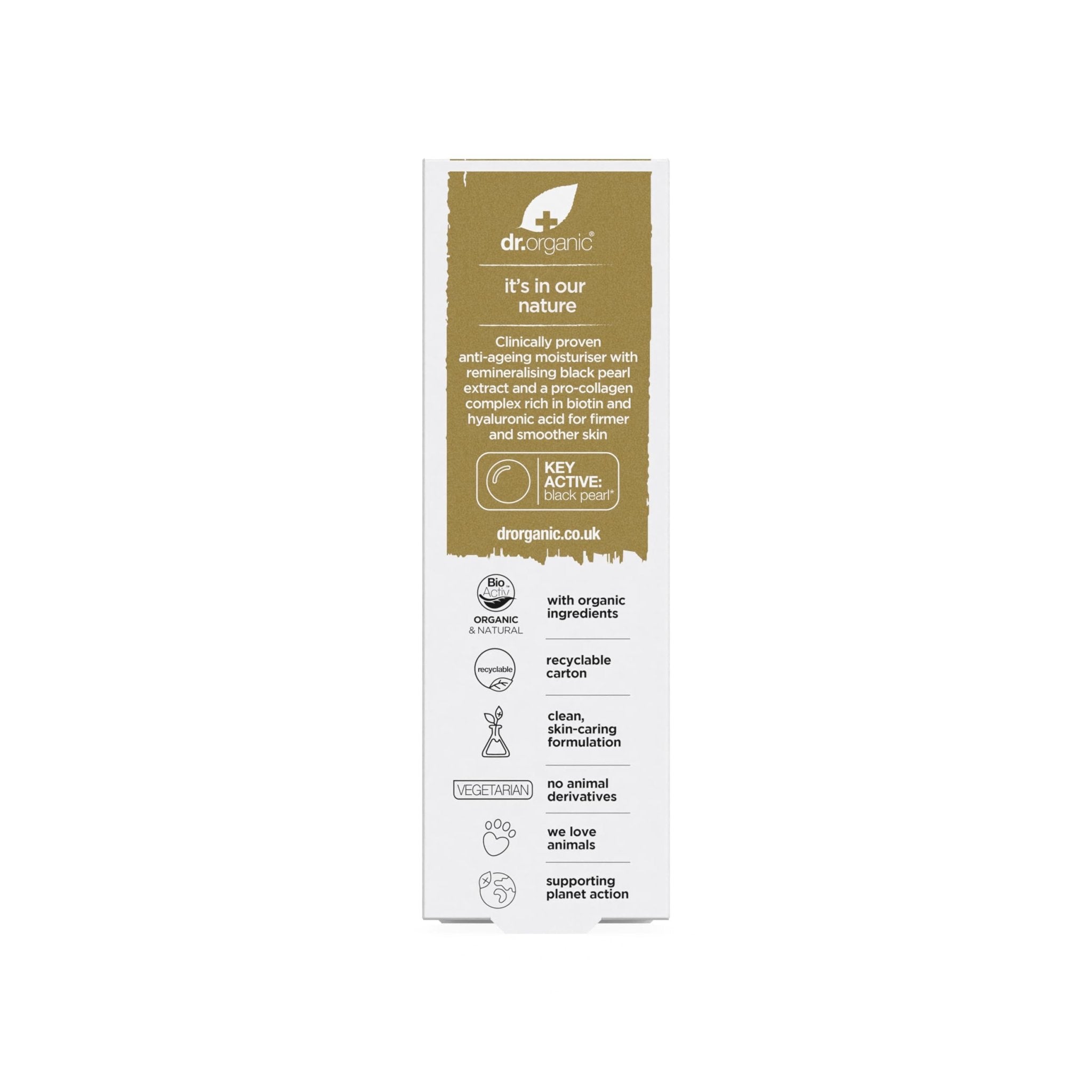 Dr. Organic Pro Collagen Plus + Anti-Ageing Moisturiser with Black Pearl | Firm & Smooth Skin, Reduces Wrinkles, (All Skin Types) Natural, Certified Organic, Paraben & SLS-Free, 50 mL / 1.7 fl oz - Maple Wellness Supplements