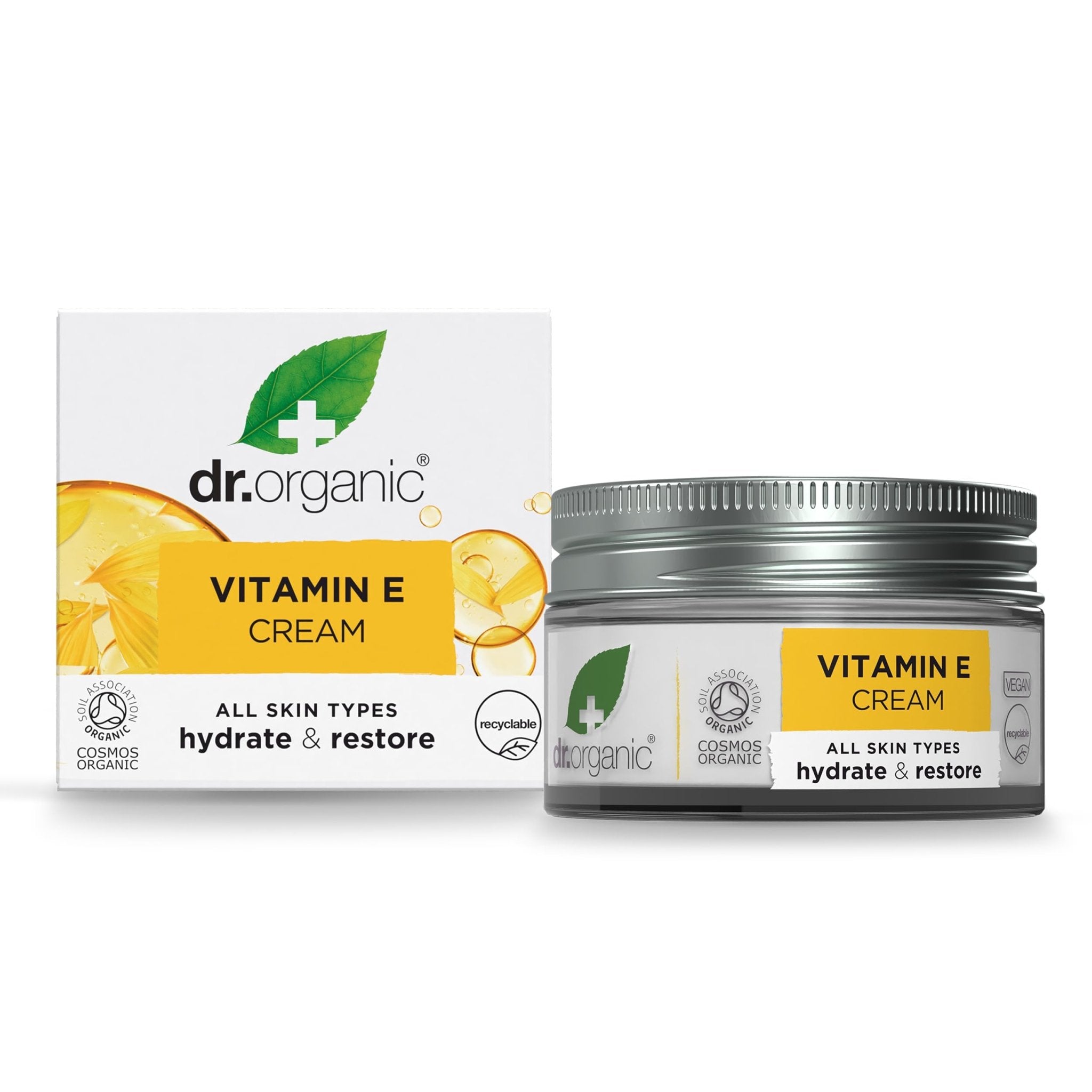 Dr. Organic Vitamin E Moisturising and Restoring Cream | Deeply Hydrates, Restores Skin’s Natural Balance, Natural, Certified Organic, Paraben & SLS-Free, 50 mL / 1.7 fl oz - Maple Wellness Supplements