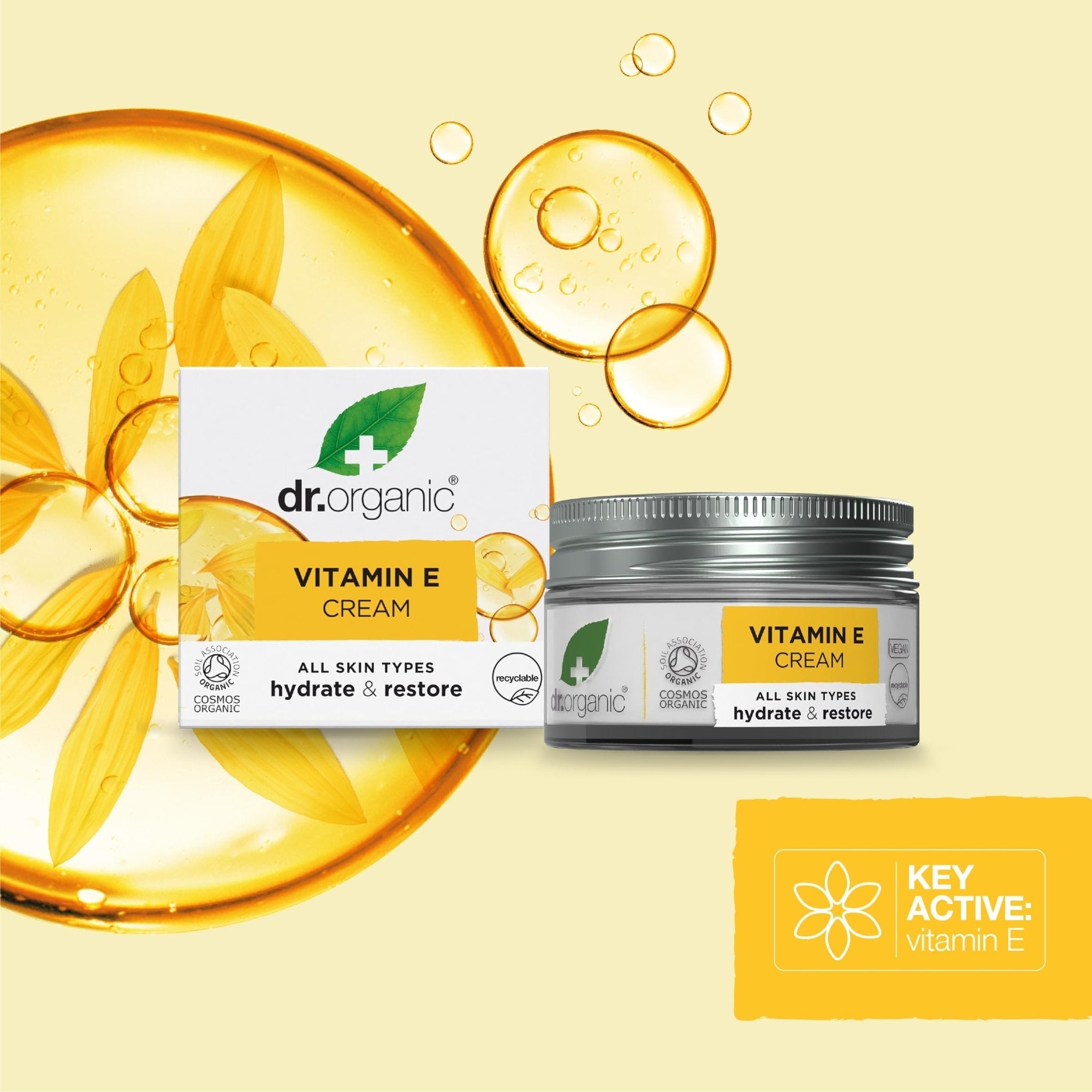 Dr. Organic Vitamin E Moisturising and Restoring Cream | Deeply Hydrates, Restores Skin’s Natural Balance, Natural, Certified Organic, Paraben & SLS-Free, 50 mL / 1.7 fl oz - Maple Wellness Supplements