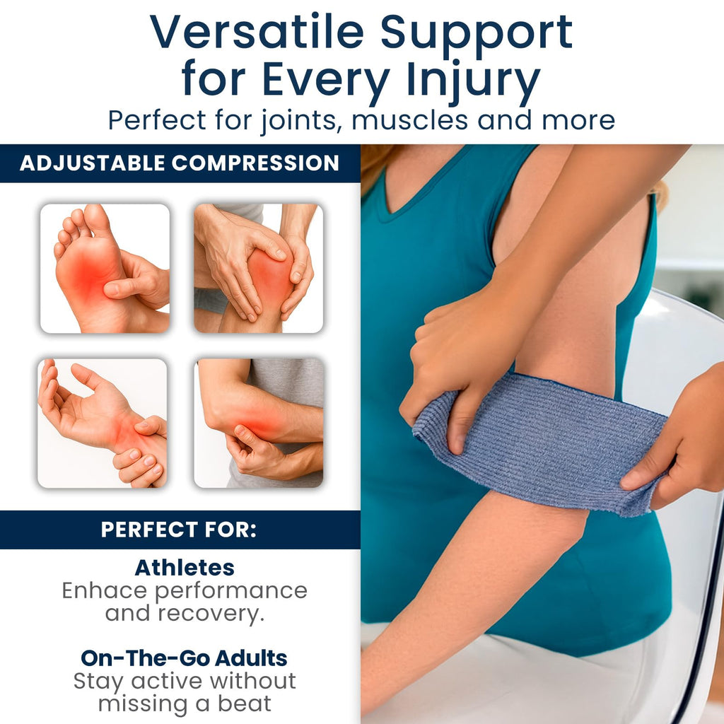 Dr Pat's Ice Tape (4 Pack) - Cooling Bandage Wrap Athletic Tape - Compression Instant Cold Compress Wrap with Menthol - Elastic, Athletic for Sore Muscles, Pain Relief Now, Swelling, Recovery, Sports - Maple Wellness Supplements
