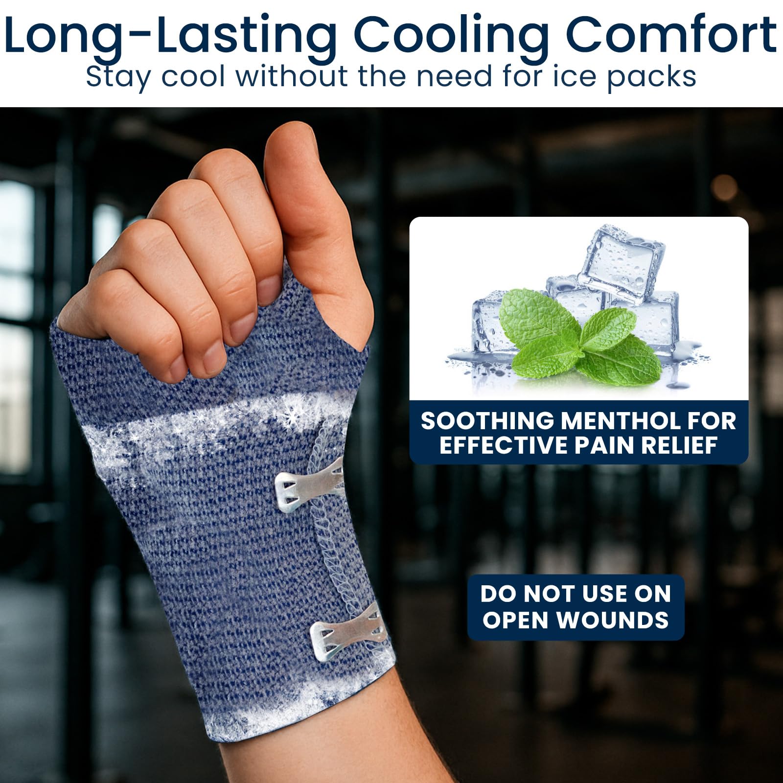 Dr Pat's Ice Tape (4 Pack) - Cooling Bandage Wrap Athletic Tape - Compression Instant Cold Compress Wrap with Menthol - Elastic, Athletic for Sore Muscles, Pain Relief Now, Swelling, Recovery, Sports - Maple Wellness Supplements