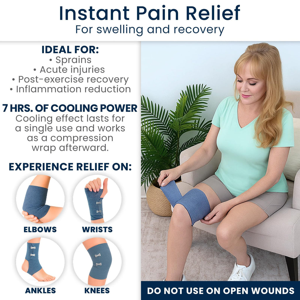 Dr Pat's Ice Tape (4 Pack) - Cooling Bandage Wrap Athletic Tape - Compression Instant Cold Compress Wrap with Menthol - Elastic, Athletic for Sore Muscles, Pain Relief Now, Swelling, Recovery, Sports - Maple Wellness Supplements
