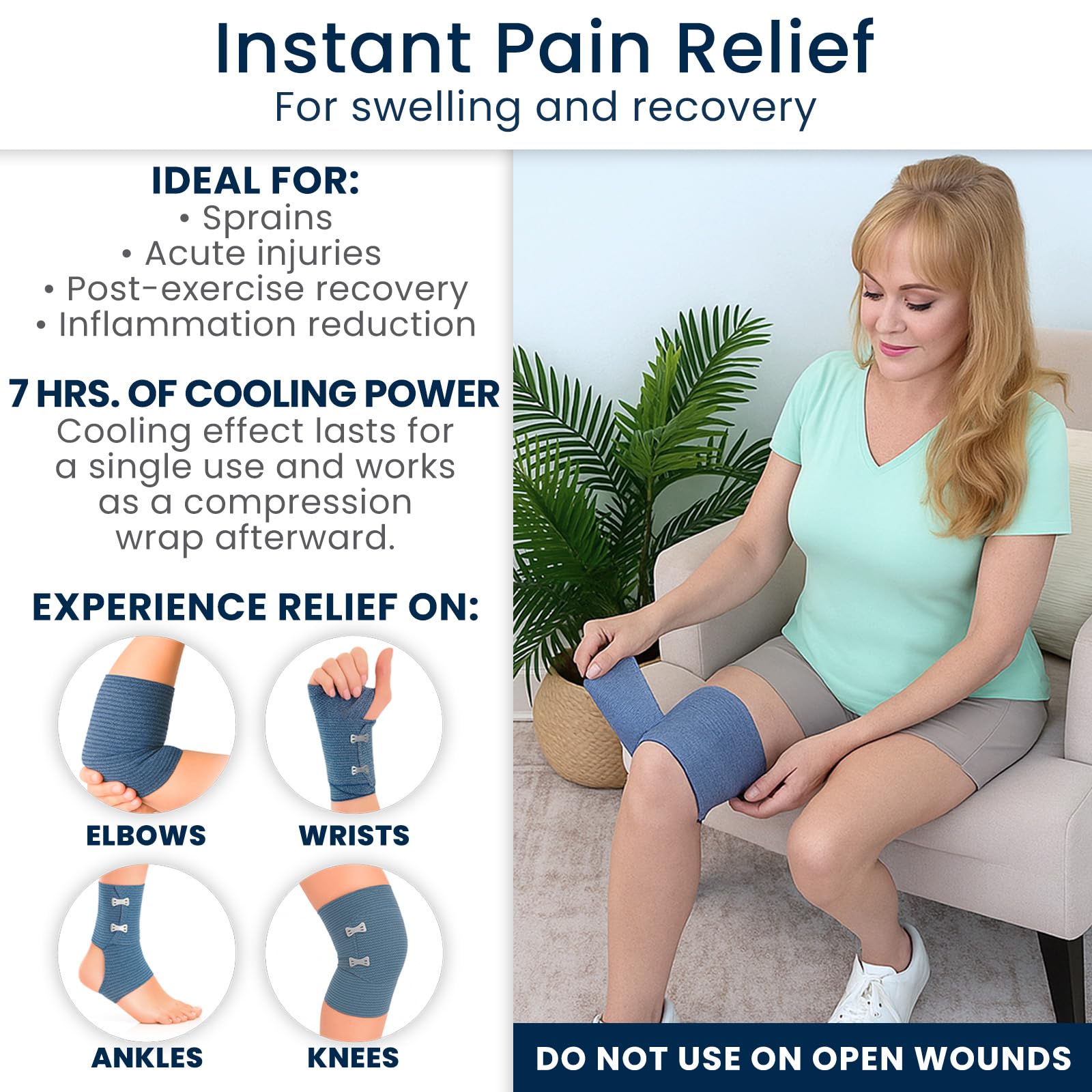 Dr Pat's Ice Tape - Cooling Bandage Wrap Athletic Tape - Compression Instant Cold Compress Wrap with Menthol - Elastic, Athletic for Sore Muscles, Pain Relief Now, Swelling, Recovery, Sports - Maple Wellness Supplements