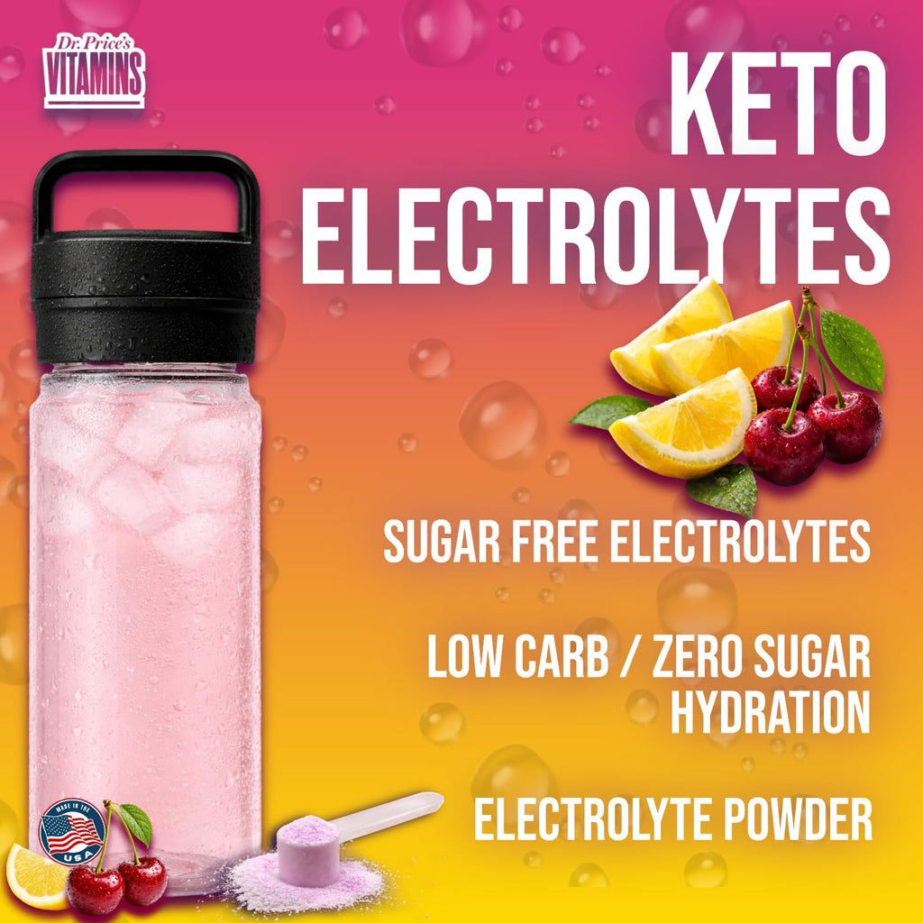 Dr. Price’s Electrolytes Powder Bulk – Cherry Lemonade, 90 Servings | Sugar Free Hydration Drink Mix with 72+ Trace Minerals, Manganese | Keto, Vegan, Doctor-Formulated, Made in USA - Maple Wellness Supplements
