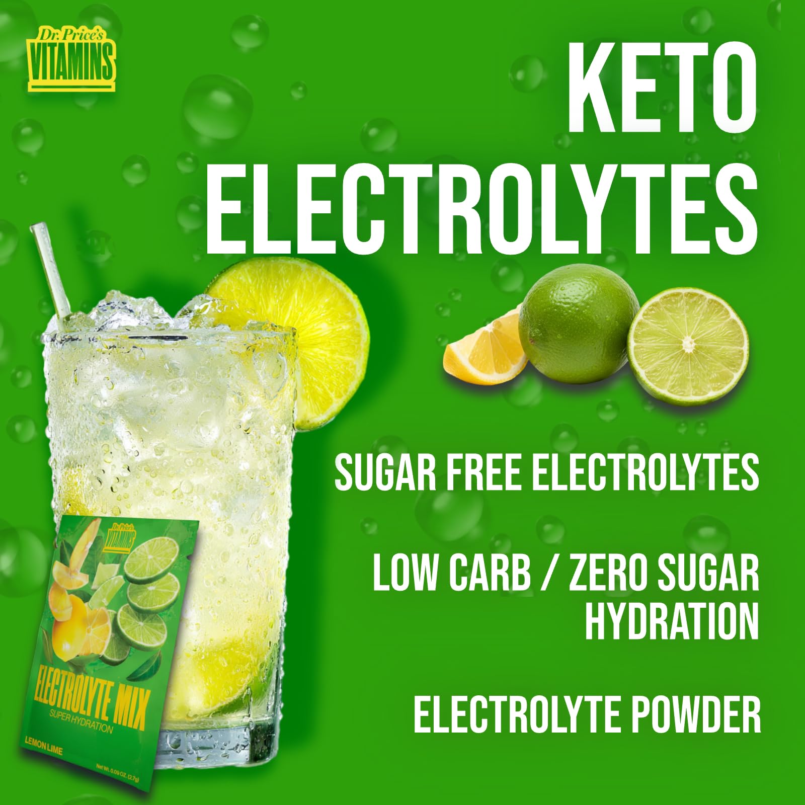 Dr. Price’s Electrolytes Powder Packets – Lemon Lime, 30 Packs | Sugar Free Electrolytes | Hydration Drink Mix, 72+ Trace Minerals, Manganese | Keto Electrolytes, Vegan, Doctor-Formulated, Made in USA - Maple Wellness Supplements
