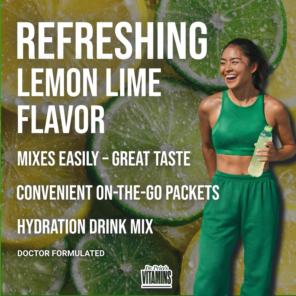 Dr. Price’s Electrolytes Powder Packets – Lemon Lime, 30 Packs | Sugar Free Electrolytes | Hydration Drink Mix, 72+ Trace Minerals, Manganese | Keto Electrolytes, Vegan, Doctor-Formulated, Made in USA - Maple Wellness Supplements