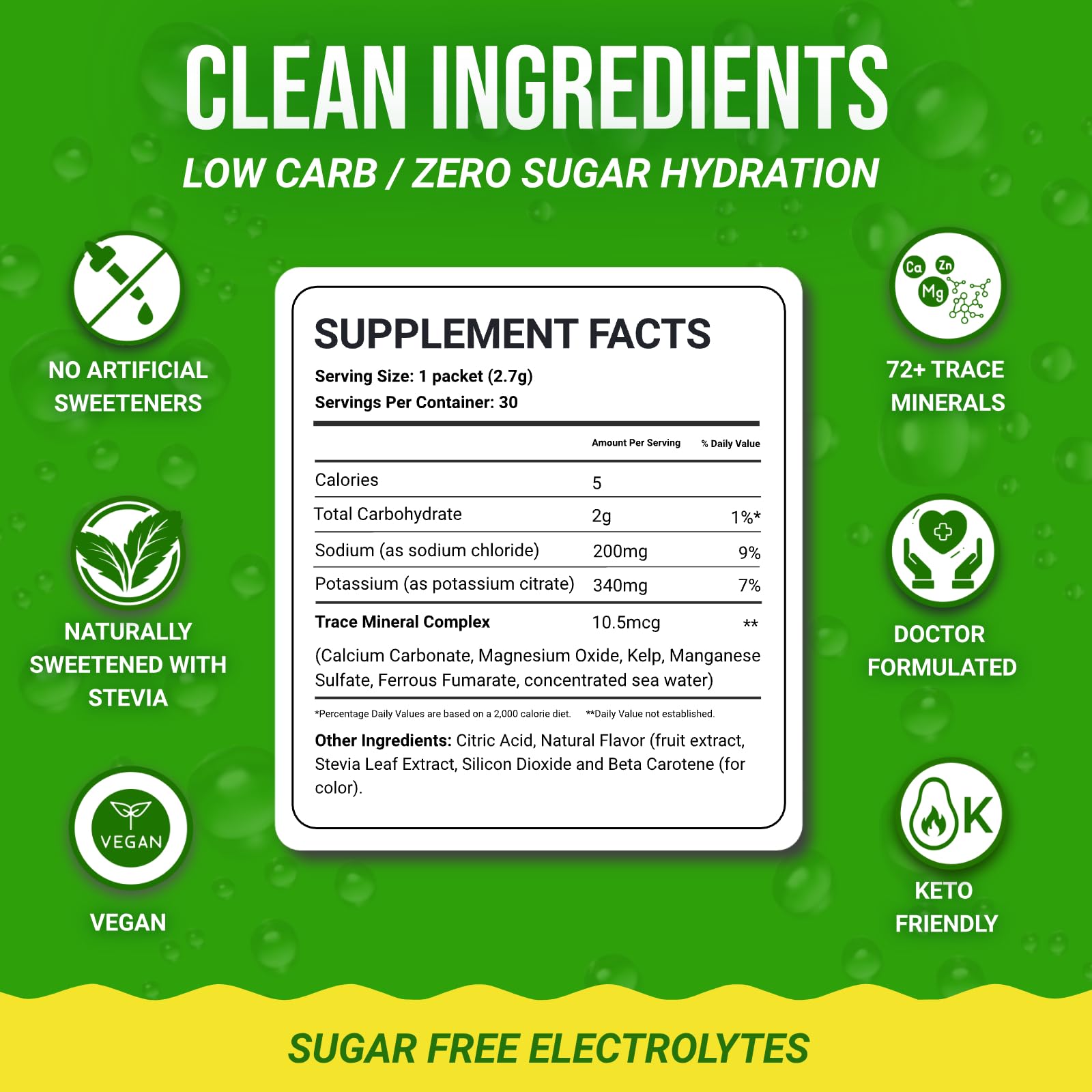 Dr. Price’s Electrolytes Powder Packets – Lemon Lime, 30 Packs | Sugar Free Electrolytes | Hydration Drink Mix, 72+ Trace Minerals, Manganese | Keto Electrolytes, Vegan, Doctor-Formulated, Made in USA - Maple Wellness Supplements