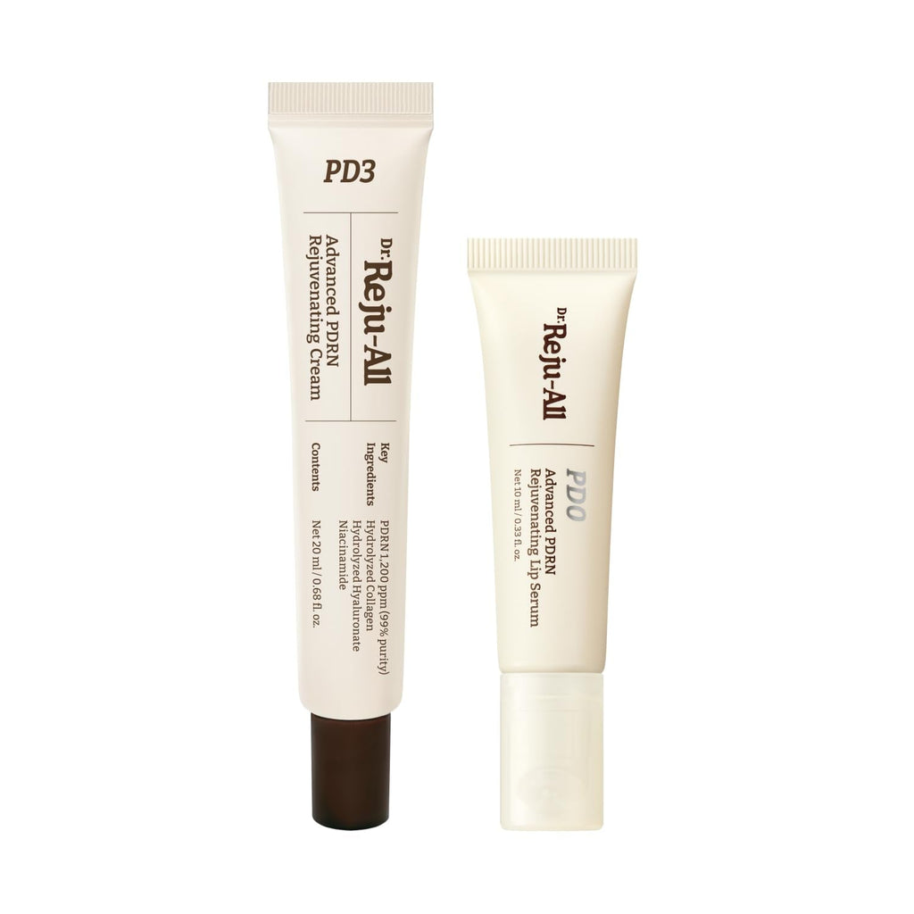 Dr. Reju-All PDRN Glow Skin & Lip Duo: Advanced PDRN Rejuvenating Cream + Advanced PDRN Rejuvenating Lip Serum - Face Moisturizer & Lip Balm for Radiance & Hydration, Korean Anti-Aging Skin Care - Maple Wellness Supplements