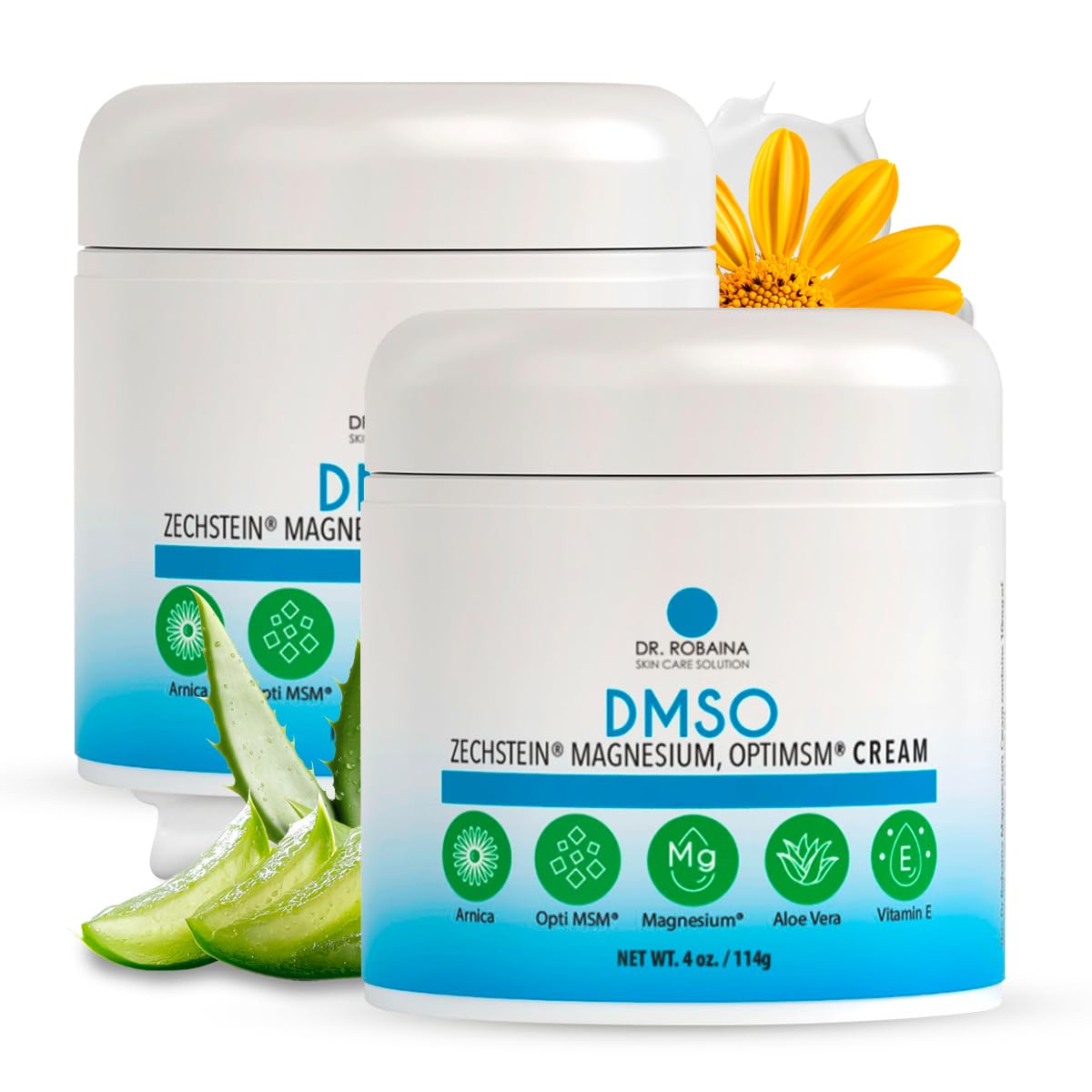 Dr. Robaina DMSO Cream – 99.9% Pure Dimethyl Sulfoxide | Formula with Zechstein Magnesium, Arnica, Aloe Vera & Vitamin E | Topical Cream for Body Wellness - TrustMedUSA
