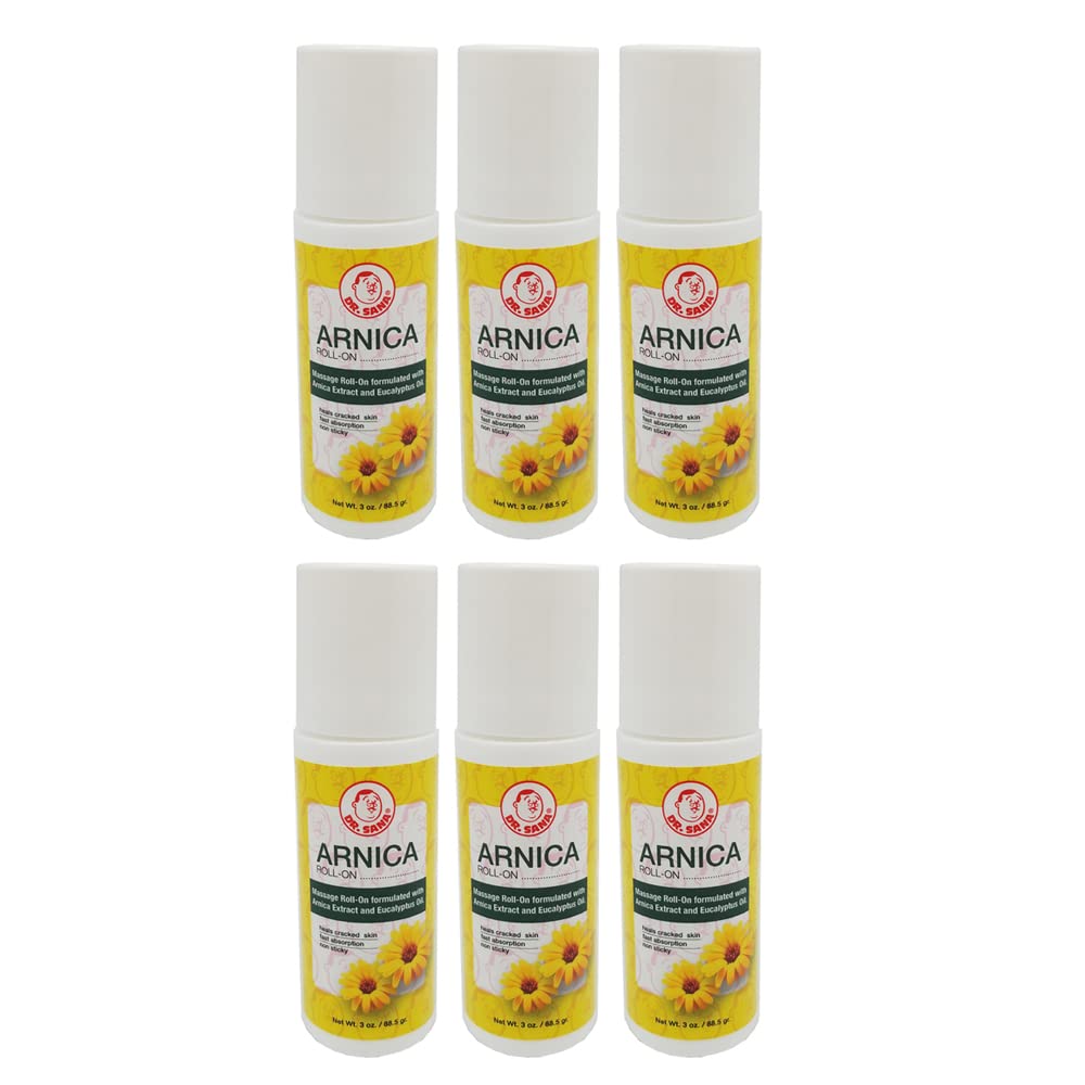 Dr Sana Arnica Roll-On. Topical Analgesic and Moisturizer. Soothes Dry and Cracked Skin. 3 oz. Pack of 6 - TrustMedUSA