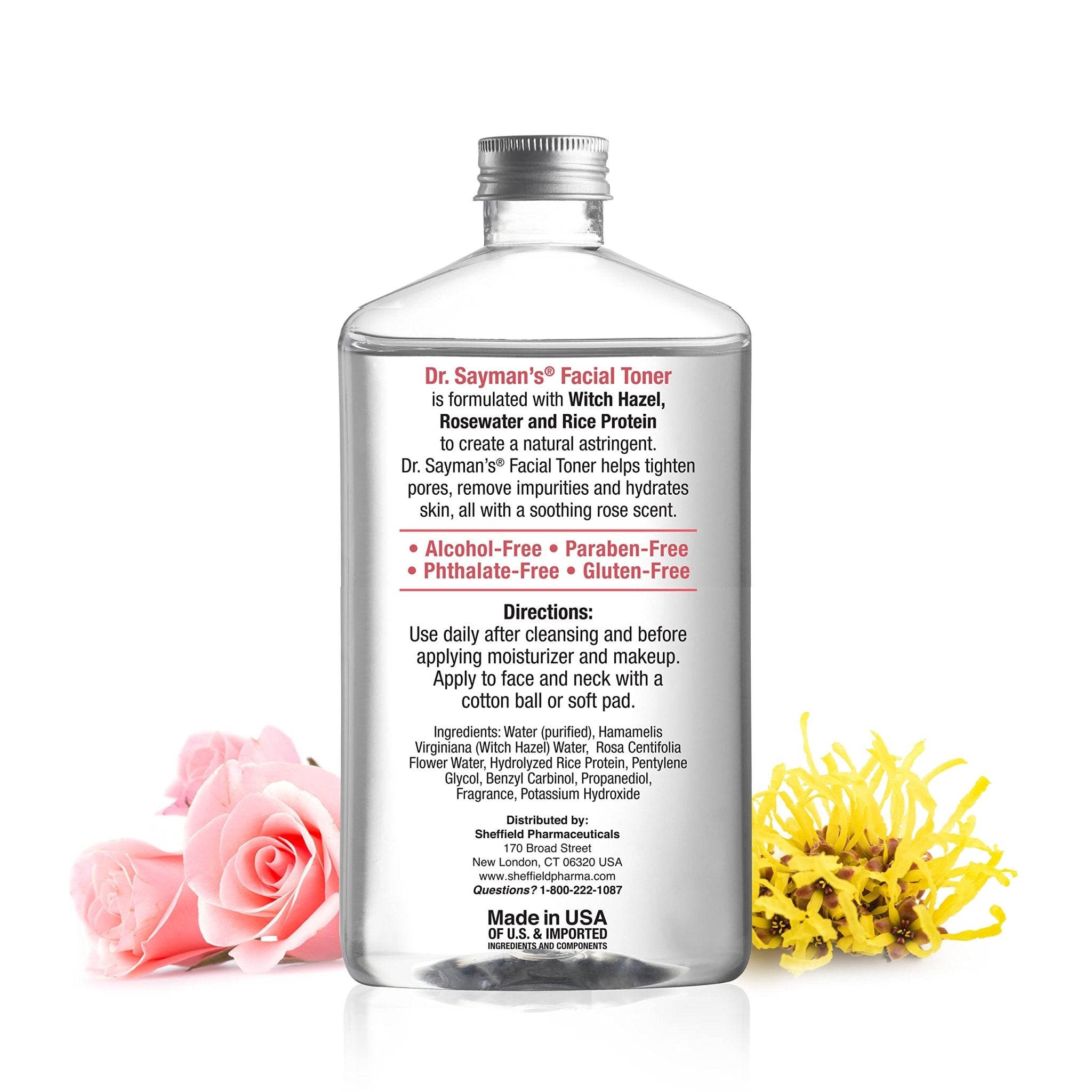 Dr. Saymans Alcohol-Free Facial Toner with Witch Hazel, Rosewater & Rice Protein, Removes Impurities & Hydrates Your Face, 9 oz - Maple Wellness Supplements