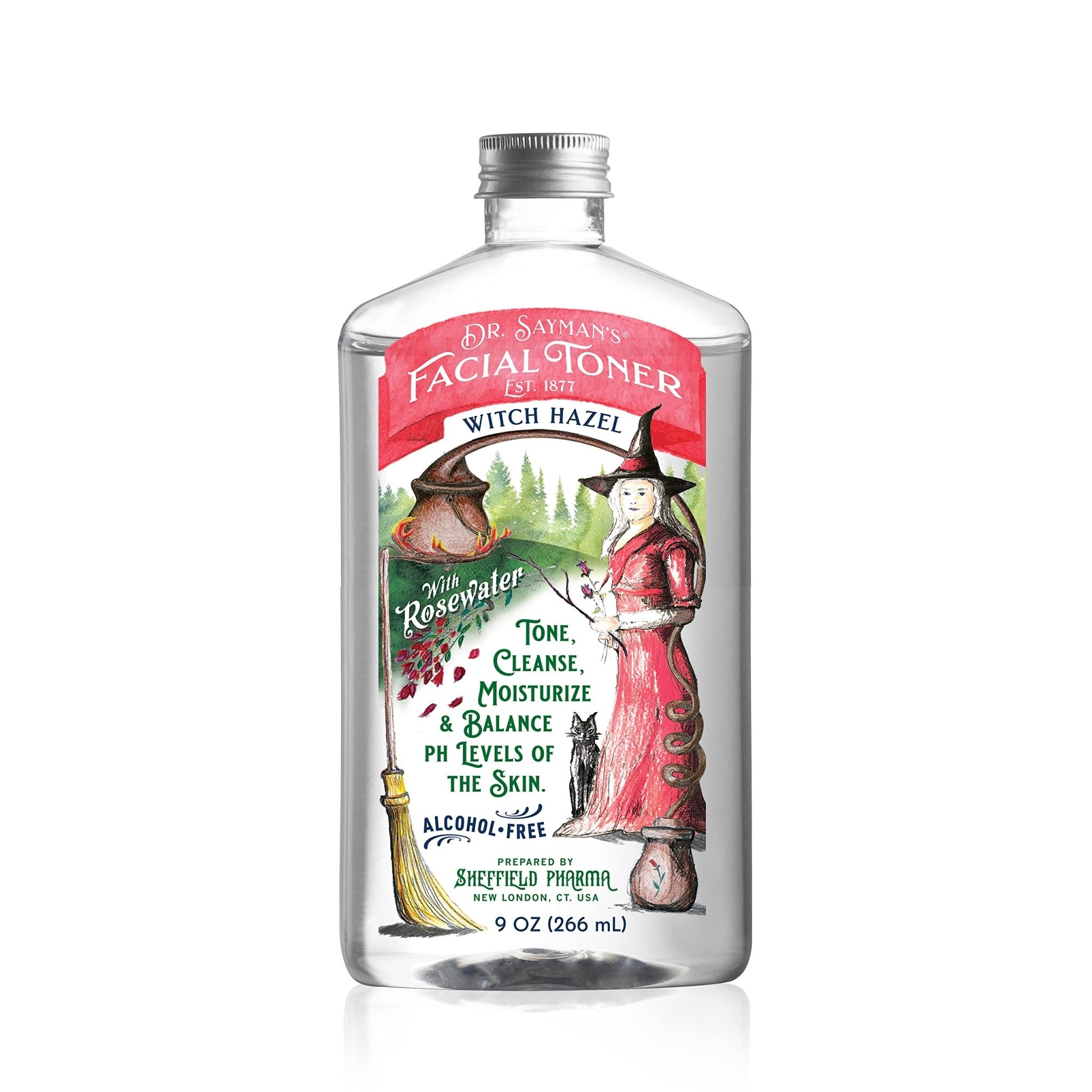 Dr. Saymans Alcohol-Free Facial Toner with Witch Hazel, Rosewater & Rice Protein, Removes Impurities & Hydrates Your Face, 9 oz - Maple Wellness Supplements