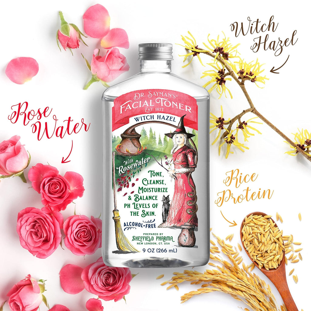 Dr. Saymans Alcohol-Free Facial Toner with Witch Hazel, Rosewater & Rice Protein, Removes Impurities & Hydrates Your Face, 9 oz - Maple Wellness Supplements