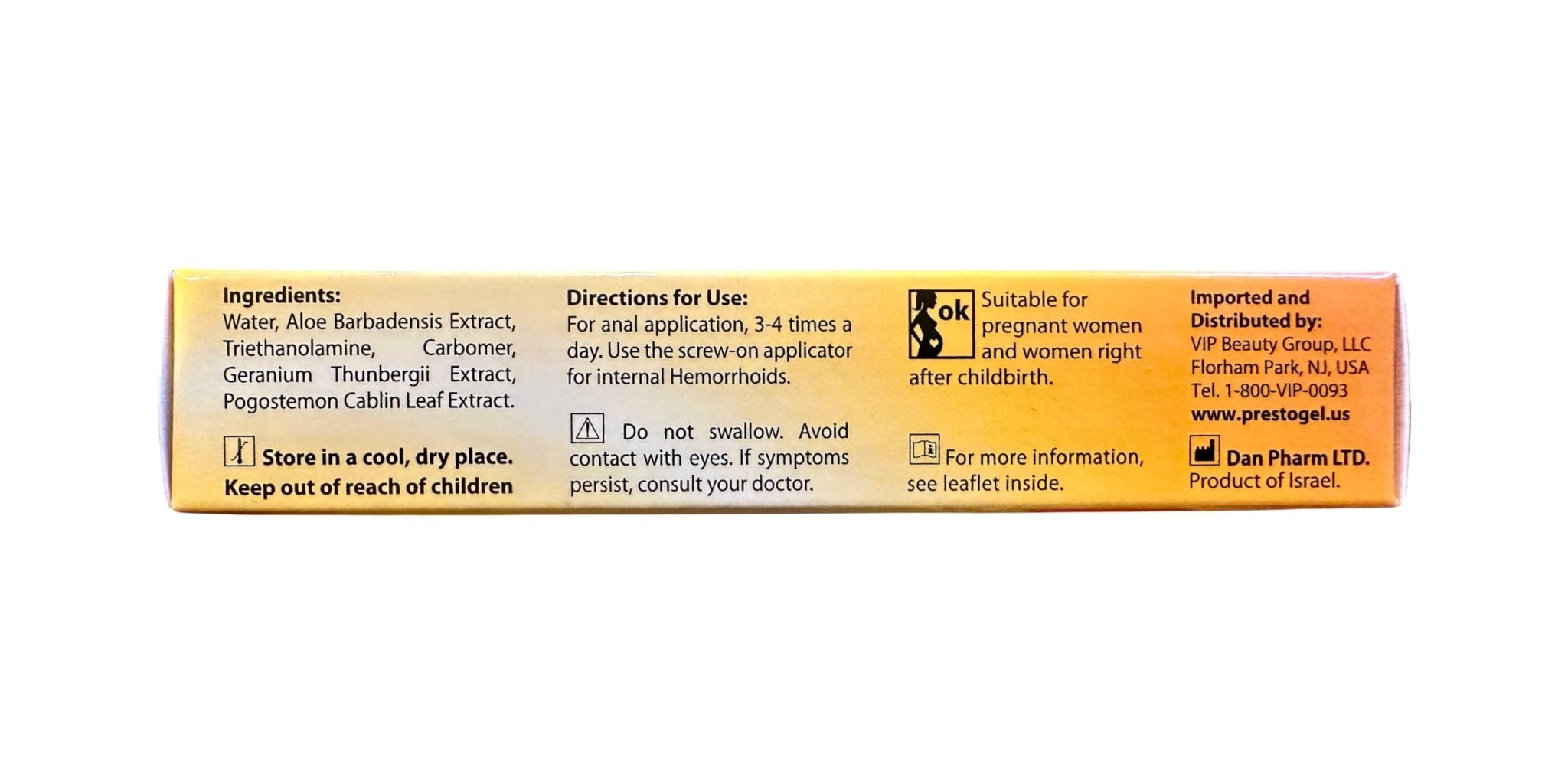 DR. SCHAVIT Presto Gel for Internal and External Hemorrhoids (Piles). A Natural Hemorrhoid Treatment Hemorrhoid Cream. Immediate Relief 25gr - TrustMedUSA